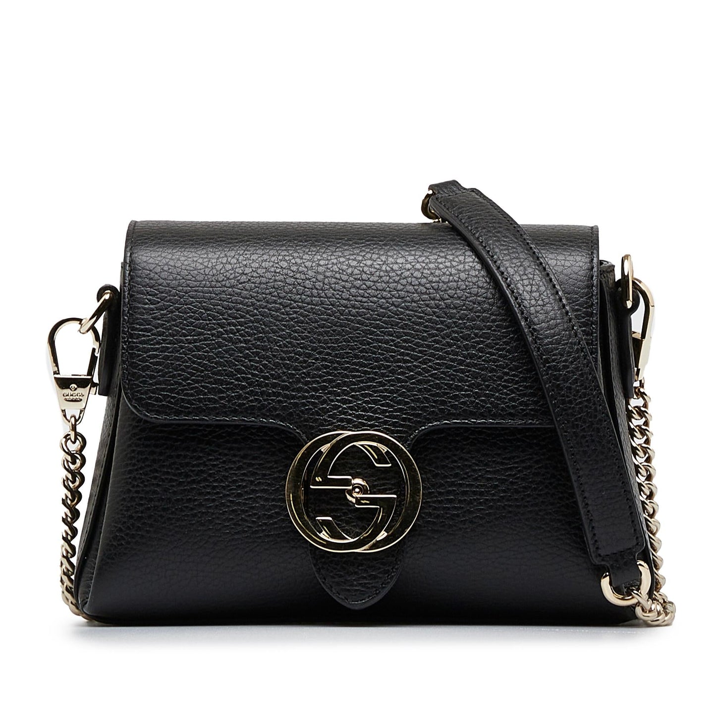 Gucci Dollar Interlocking G SHG-kBh8xU Calf Black Small Crossbody Bag