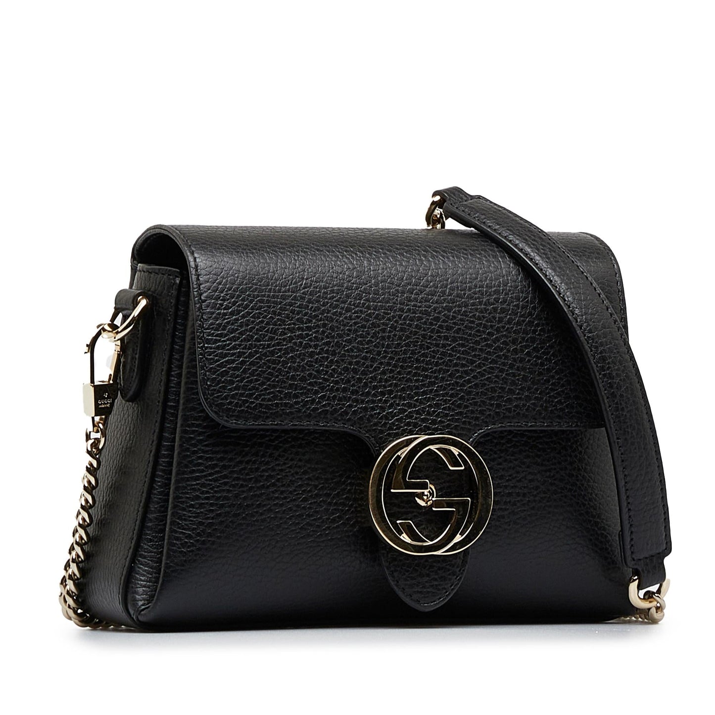 Gucci Dollar Interlocking G SHG-kBh8xU Calf Black Small Crossbody Bag