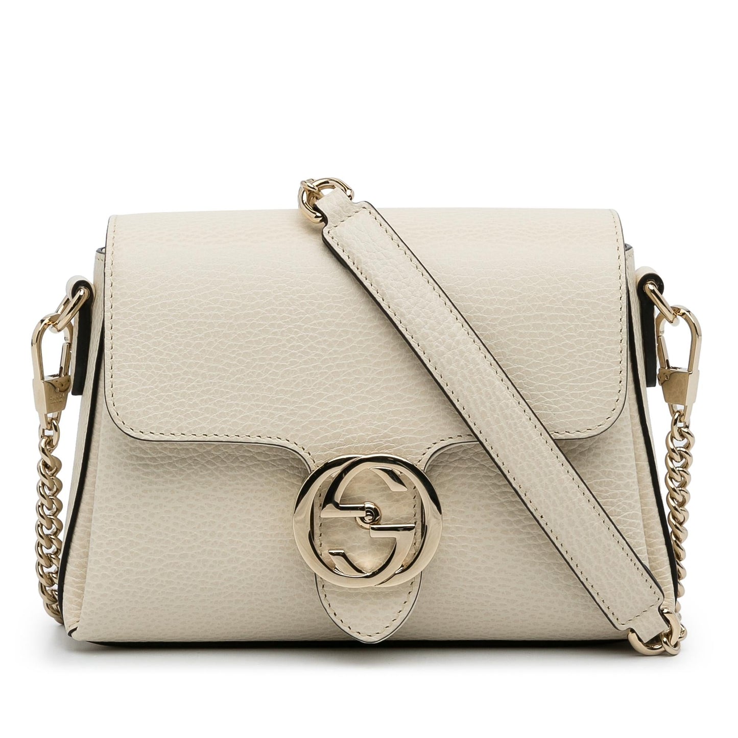 Gucci Dollar Interlocking G SHG-cR7fdl Calf White Small Crossbody Bag