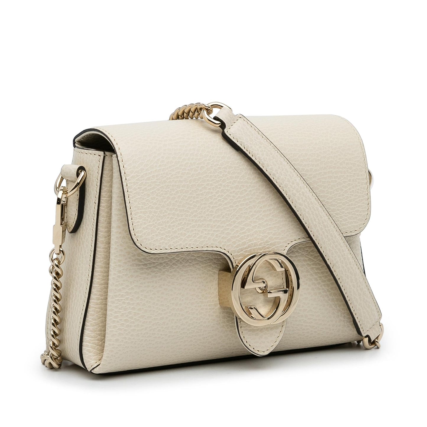 Gucci Dollar Interlocking G SHG-cR7fdl Calf White Small Crossbody Bag