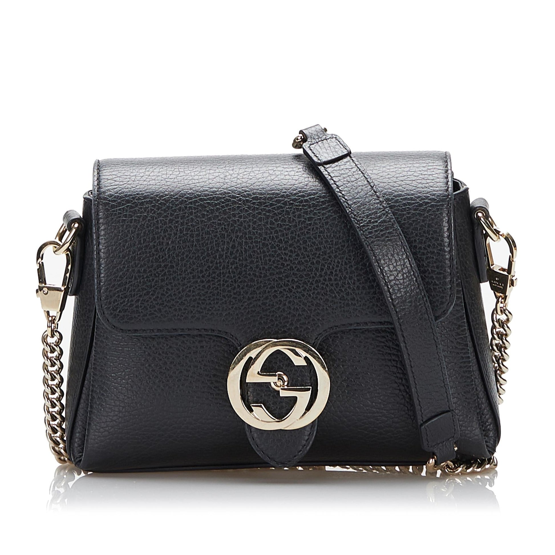 Gucci Dollar Interlocking SHG-UMXTo0 Calf Black Small Crossbody Bag