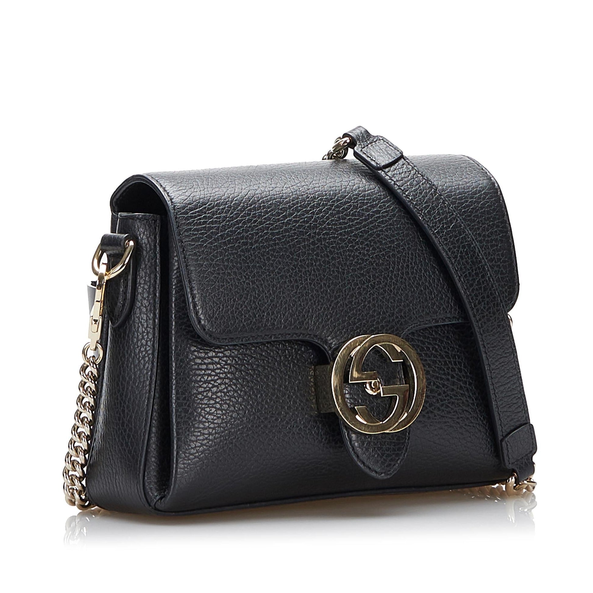 Gucci Dollar Interlocking SHG-UMXTo0 Calf Black Small Crossbody Bag