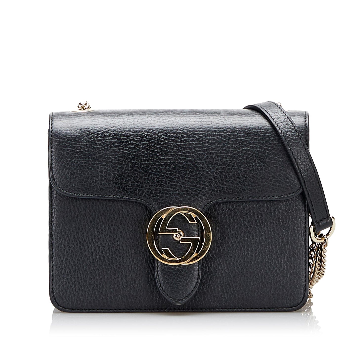 Gucci Dollar Interlocking SHG-Lp3K9z Calf Black Small Crossbody Bag