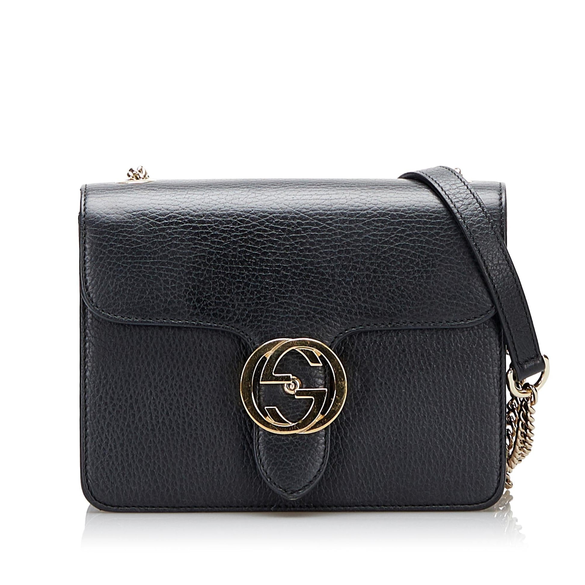 Gucci Dollar Interlocking SHG-Lp3K9z Calf Black Small Crossbody Bag