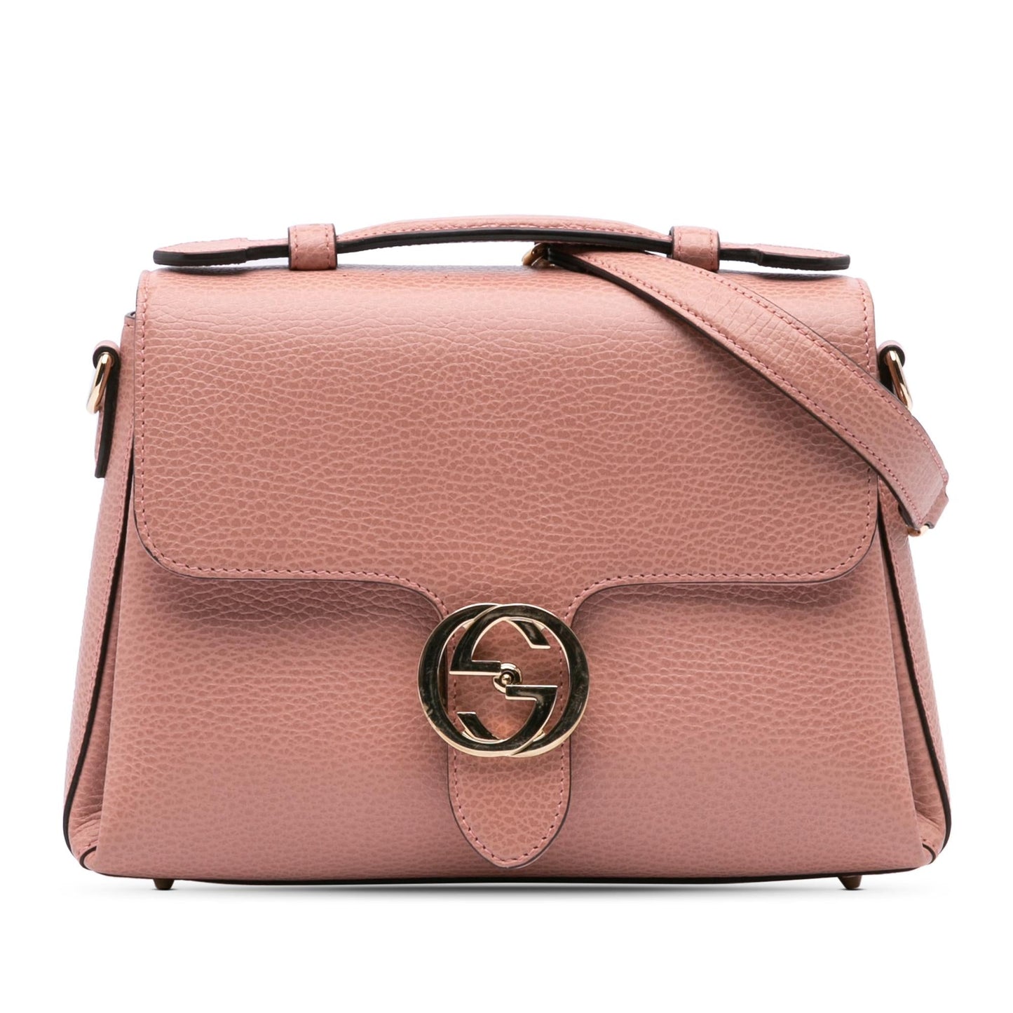 Gucci Dollar Interlocking G Leather Calf Pink Small Satchel Bag G Satchel