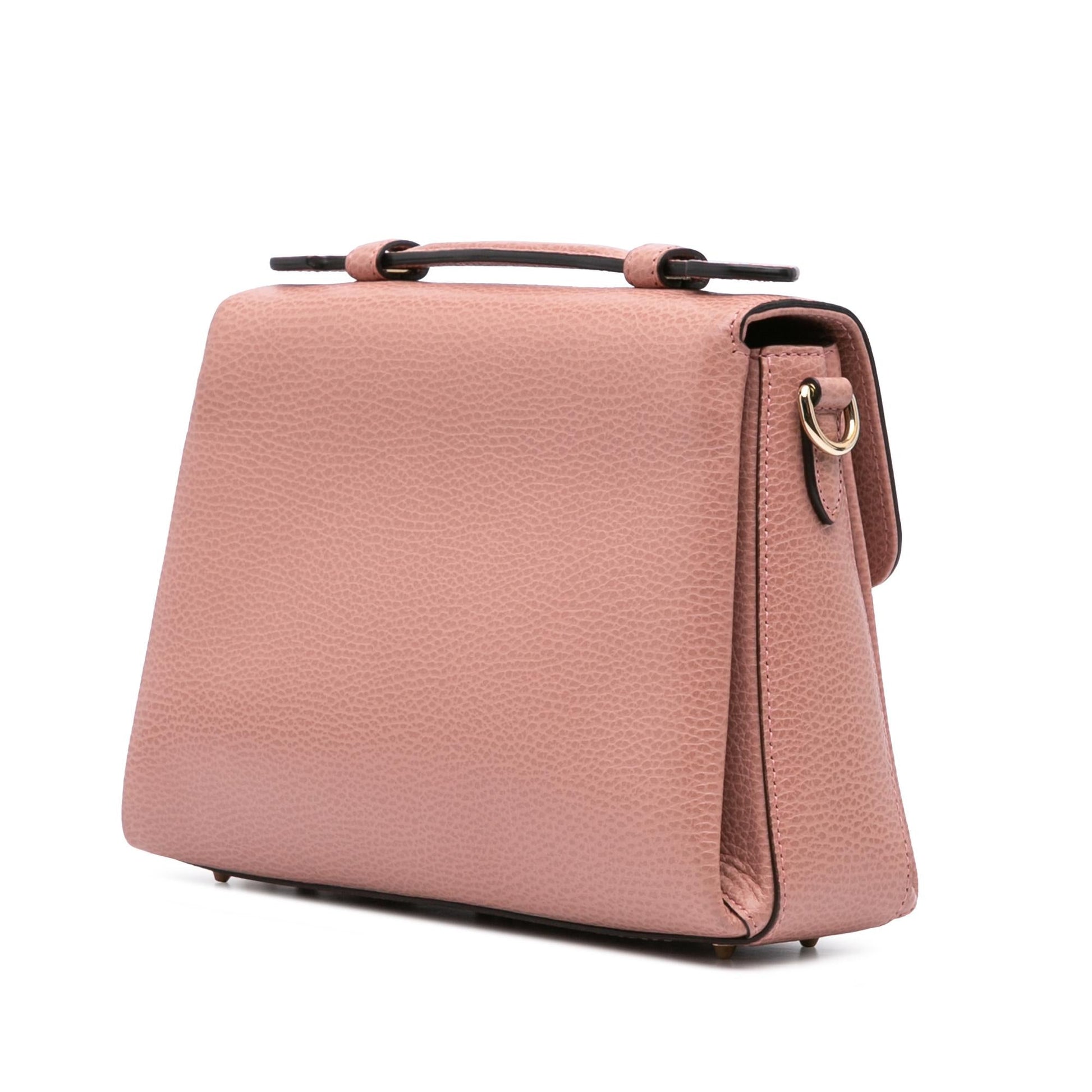 Gucci Dollar Interlocking G Leather Calf Pink Small Satchel Bag G Satchel