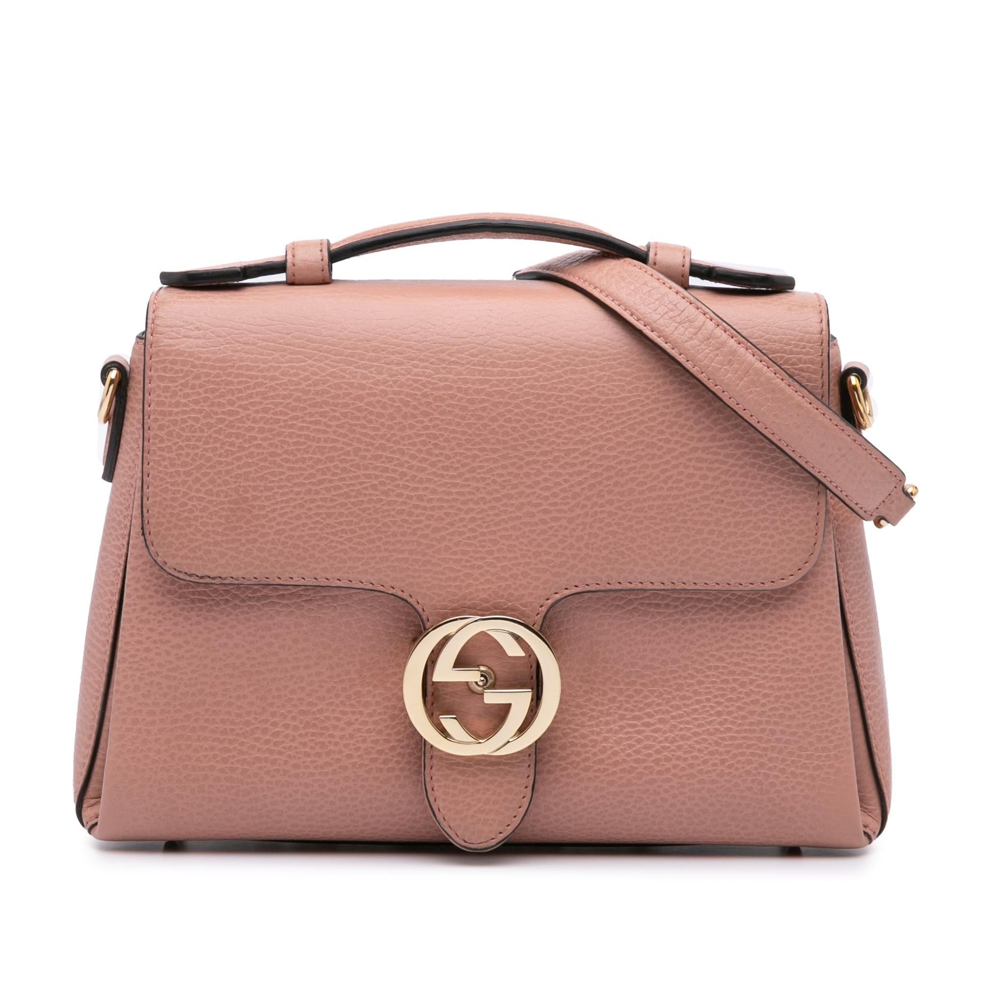 Gucci Dollar Interlocking G Leather Calf Pink Small Satchel Bag