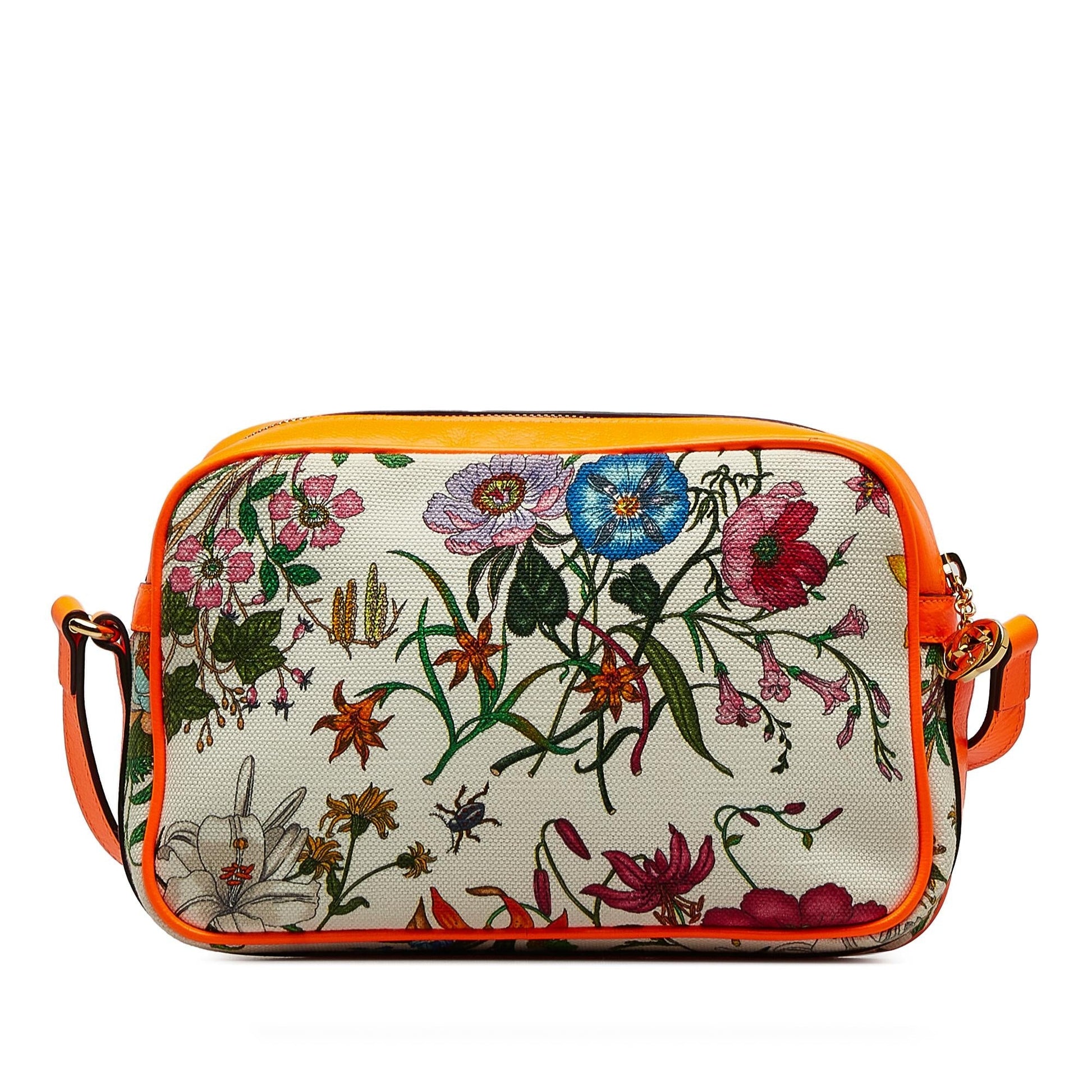 Gucci Flora SHG-JB1hUO Canvas Calf White Orange Crossbody Bag