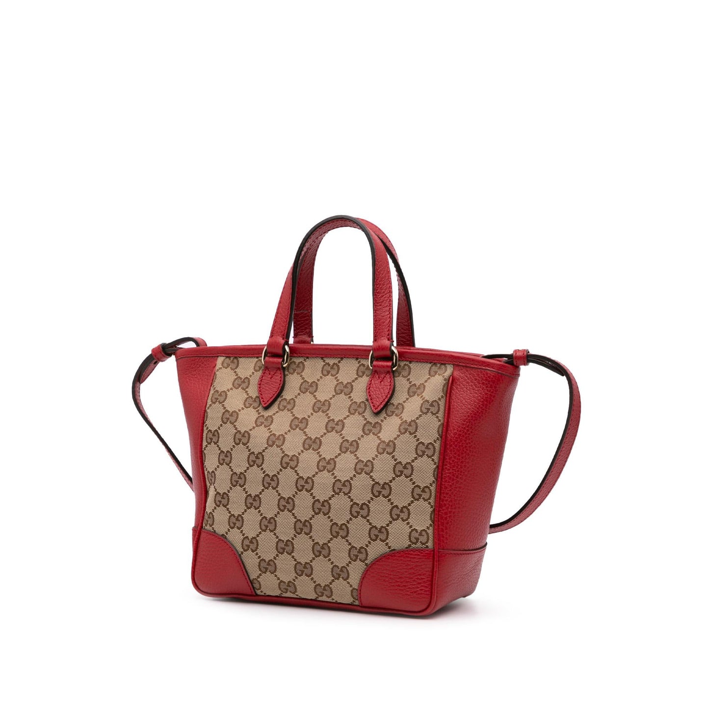 Gucci GG Bree Canvas Calf Brown Red Satchel Bag