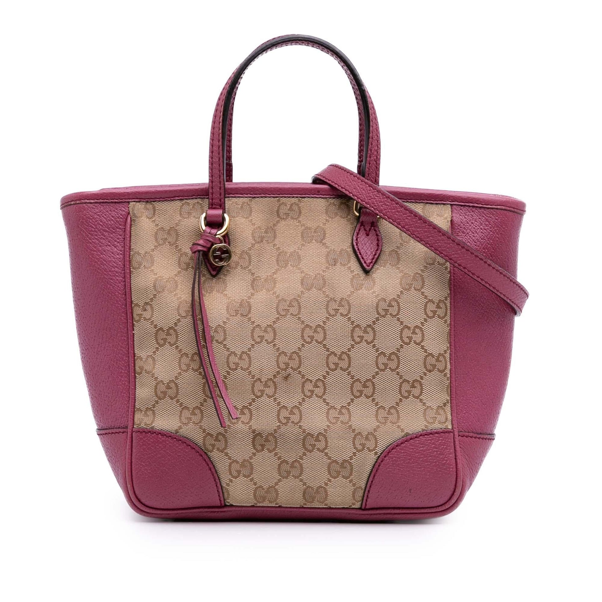 Gucci GG Bree Canvas Calf Brown Pink Satchel Bag Satchel 9
