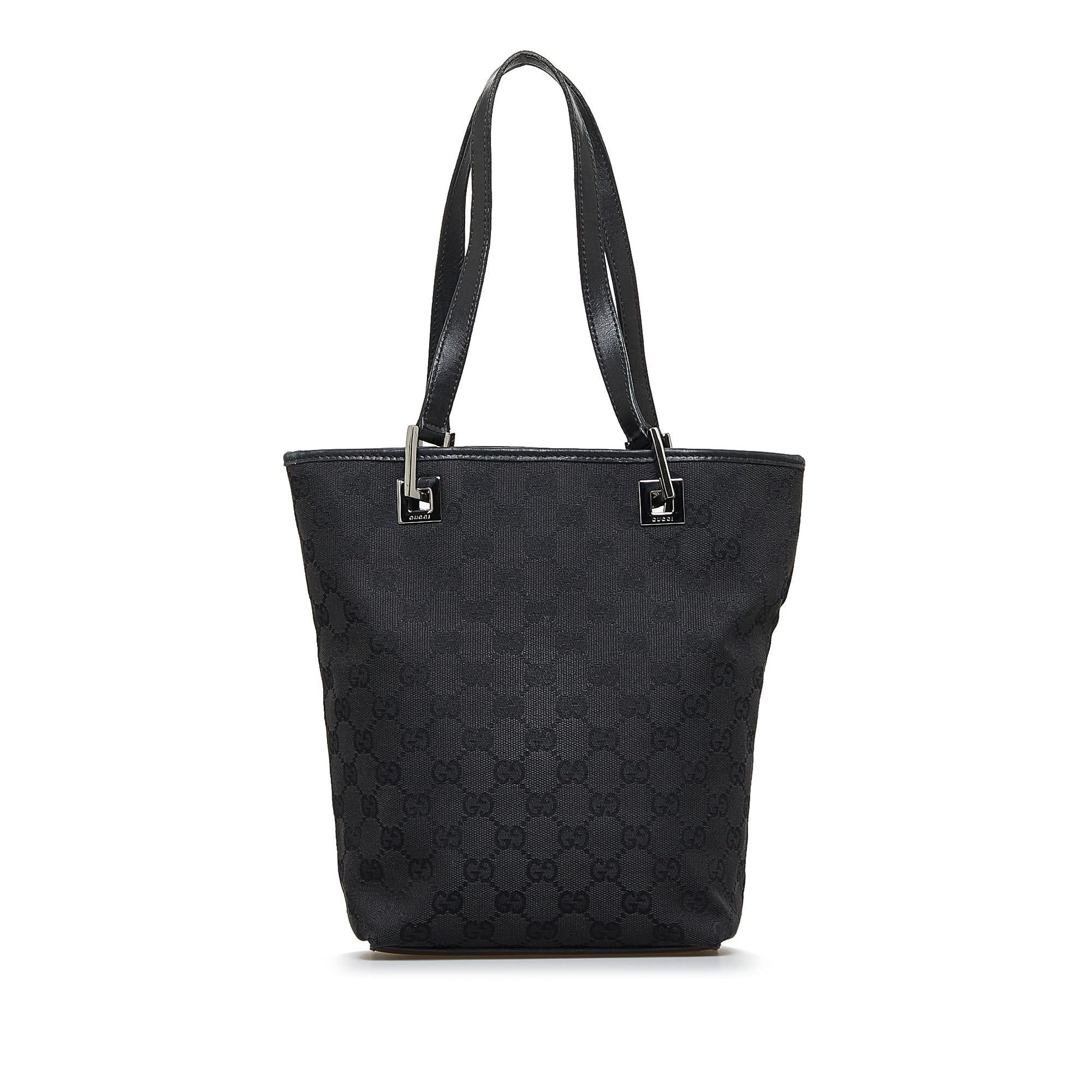 Gucci GG SHG-1zztOW Canvas Black Small Bucket Tote Bag