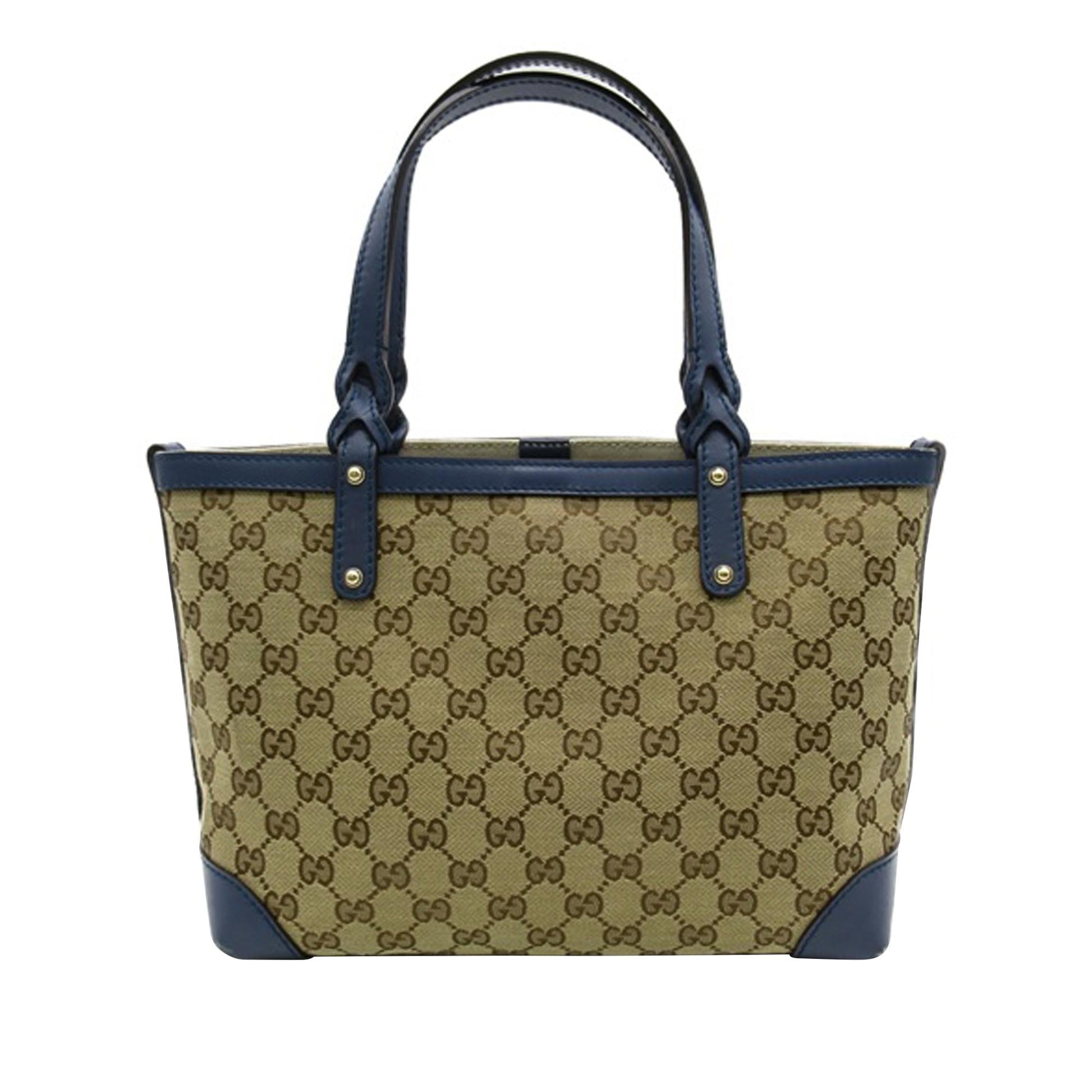 Gucci GG Craft SHG-SeZdyJ Canvas Calf Brown Blue Tote Bag