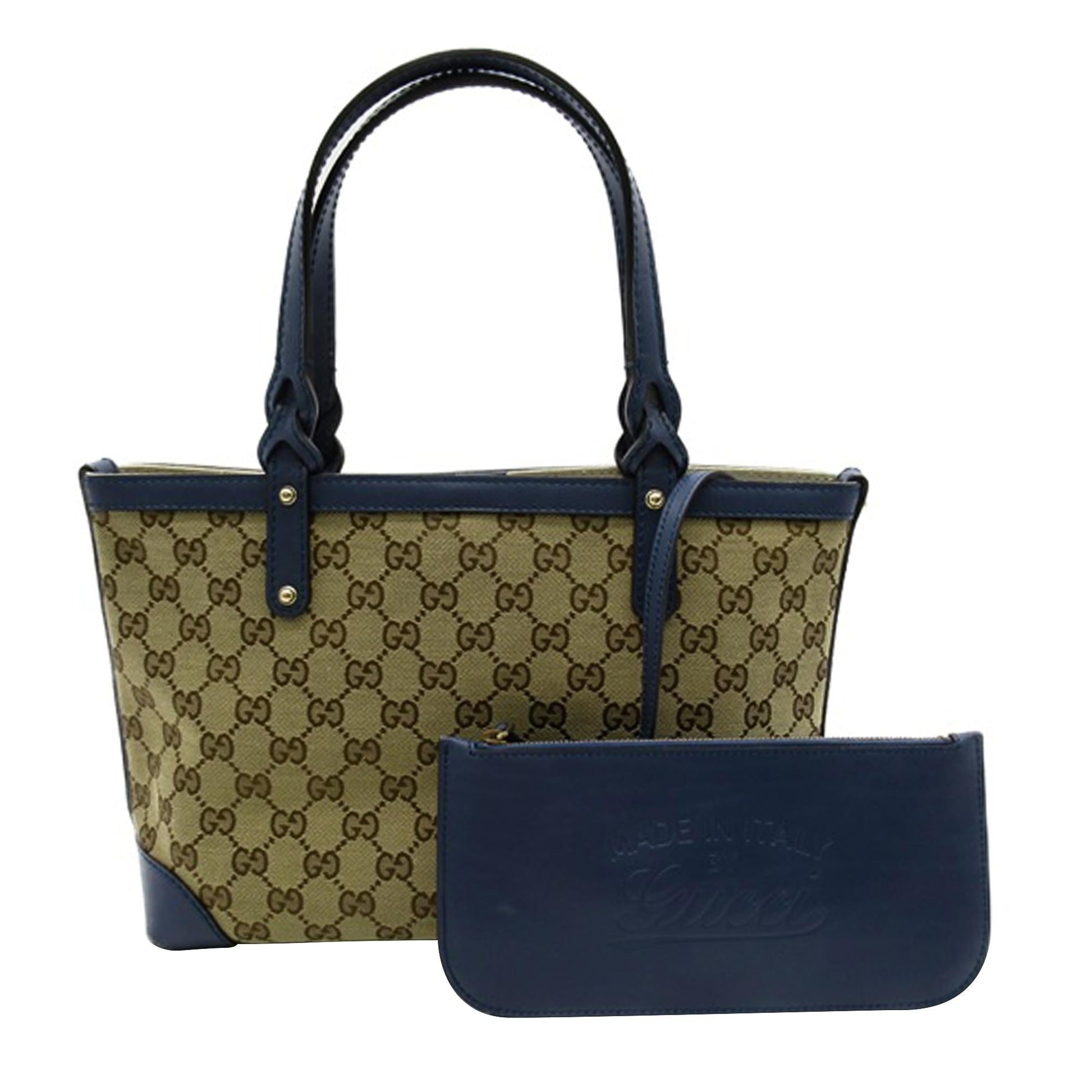 Gucci GG Craft SHG-SeZdyJ Canvas Calf Brown Blue Tote Bag