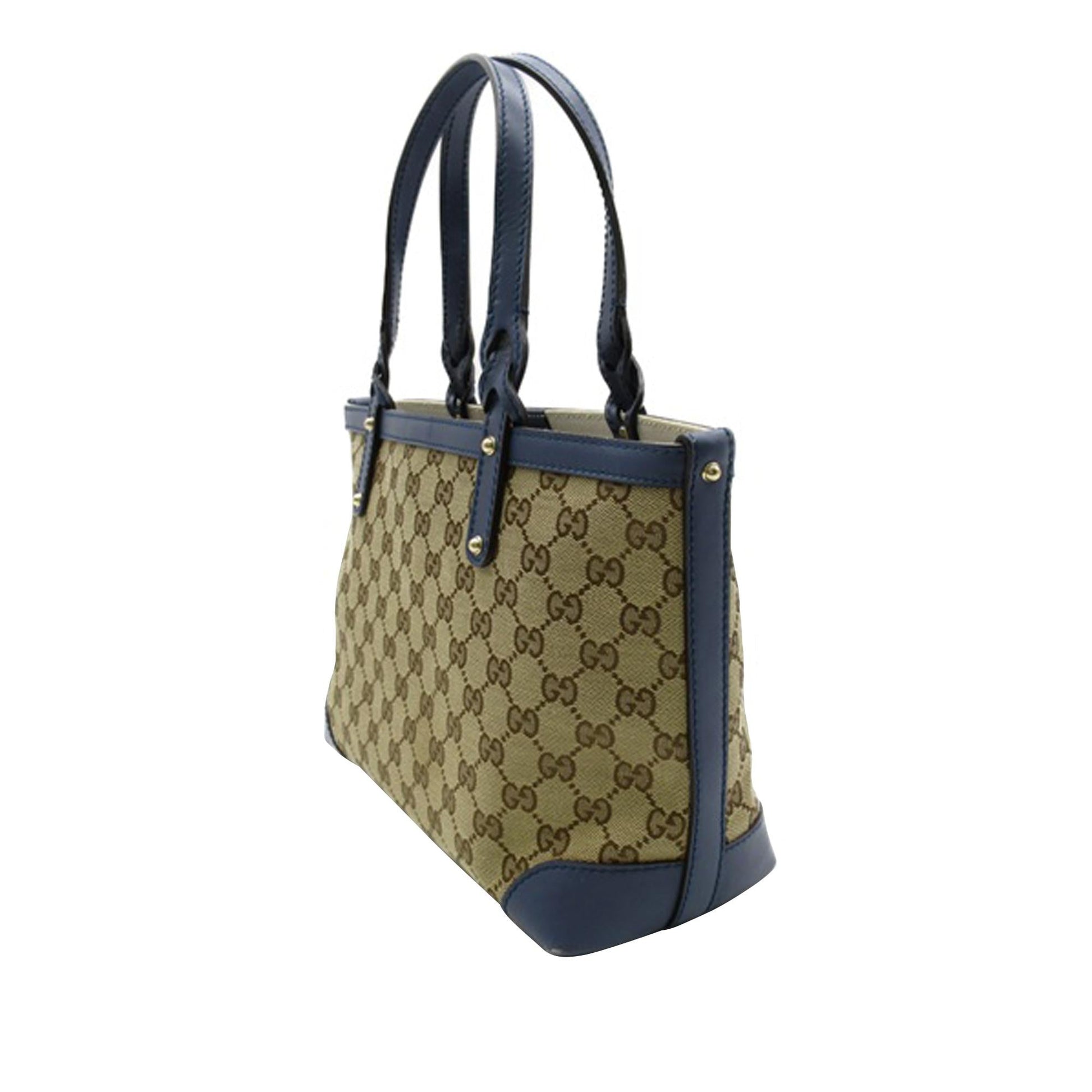Gucci GG Craft SHG-SeZdyJ Canvas Calf Brown Blue Tote Bag