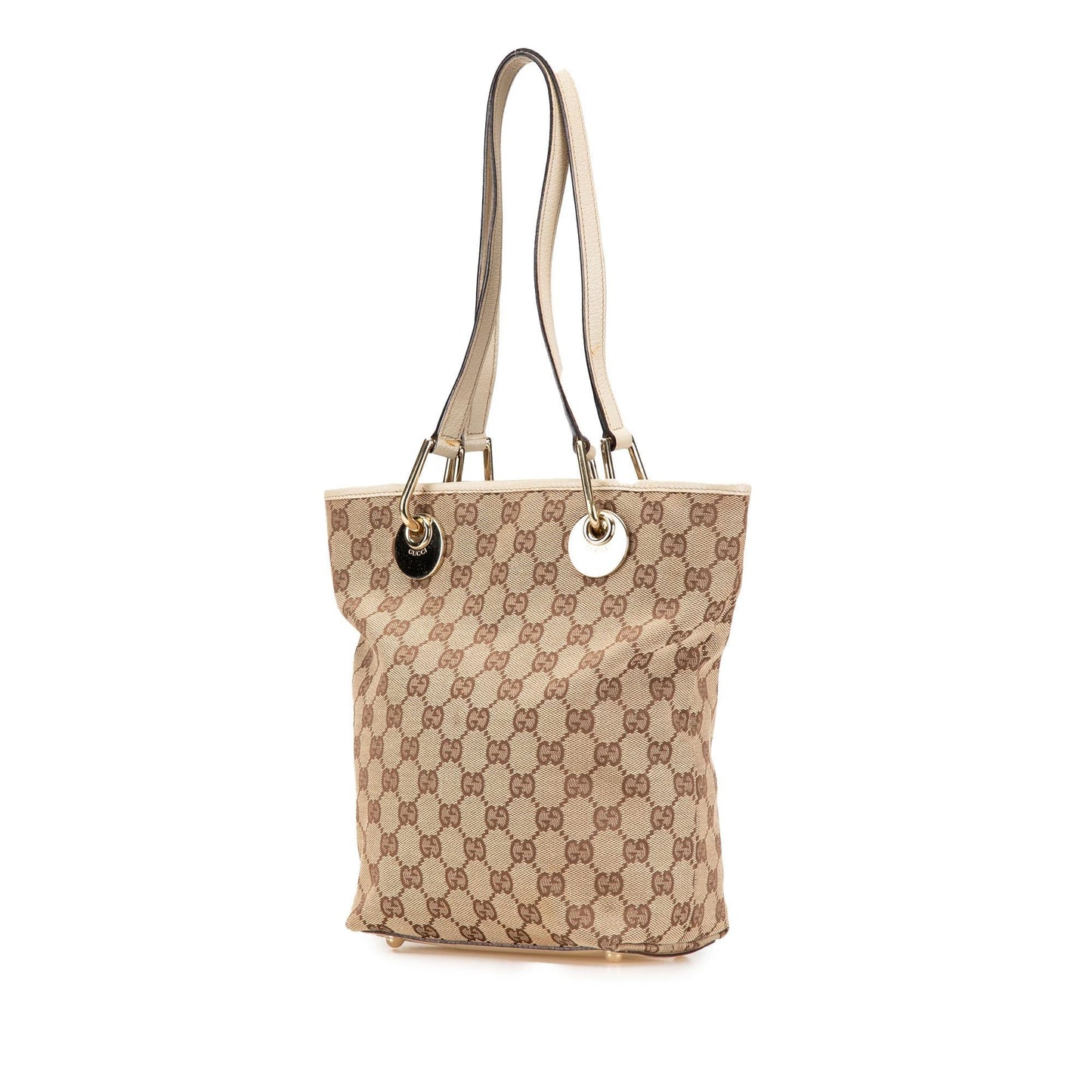 Gucci GG Eclipse Canvas Calf White Brown Tote Bag