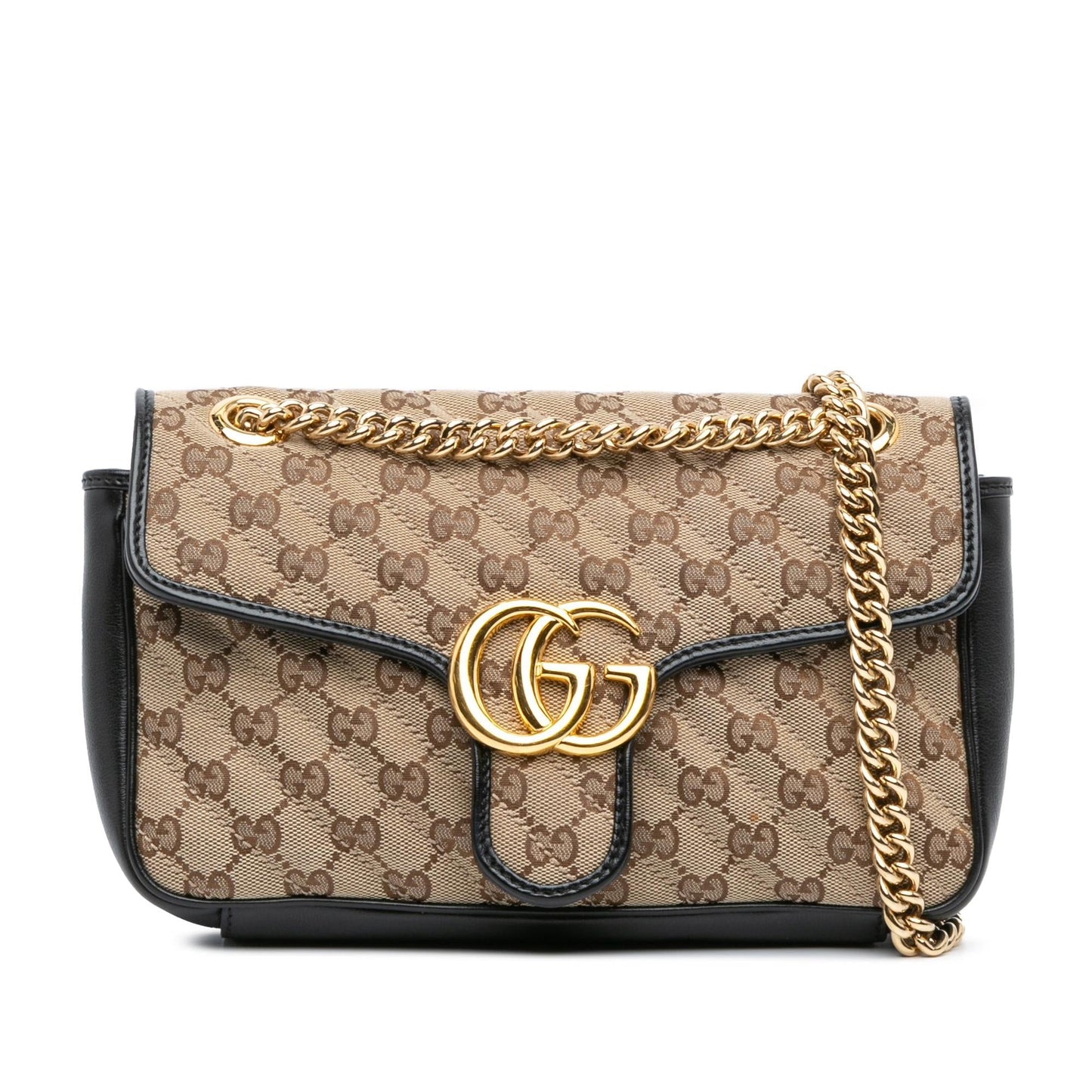 Gucci GG Marmont Canvas Calf Black Brown Crossbody Bag
