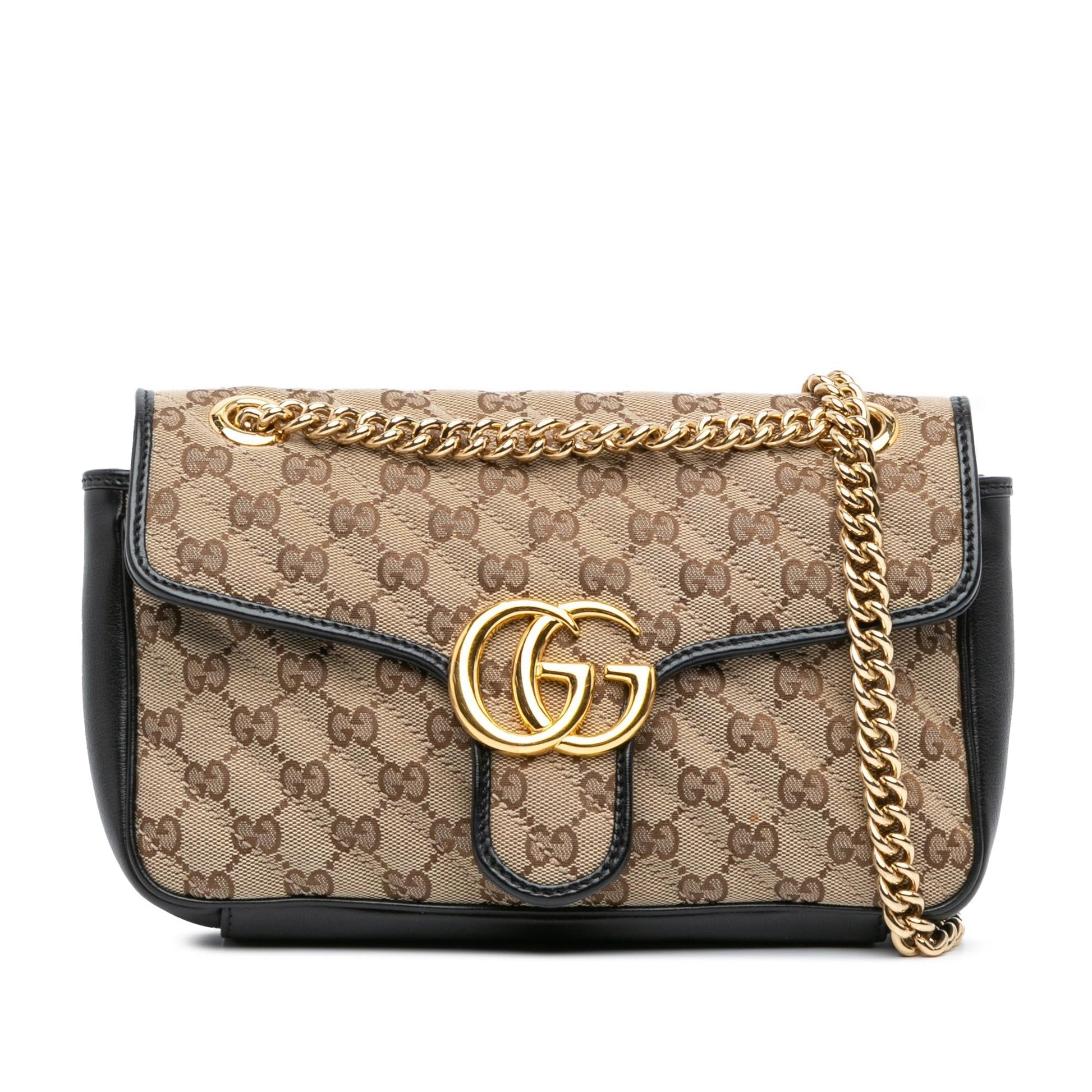 Gucci GG Marmont Canvas Calf Black Brown Crossbody Bag
