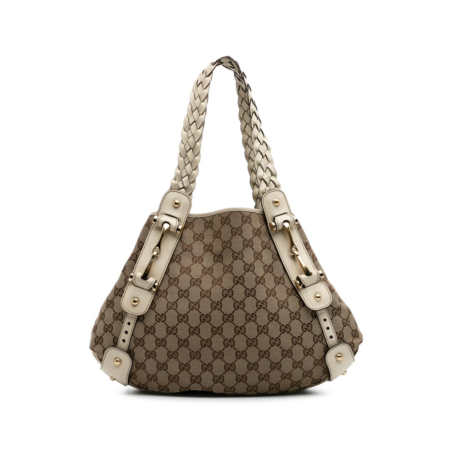 Gucci GG Horsebit Pelham Canvas Calf White Brown Shoulder Bag
