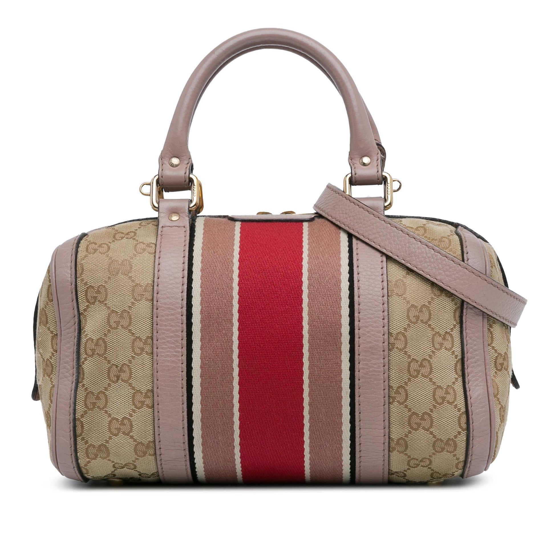 Gucci GG Joy Web Canvas Calf Brown Small Satchel Bag