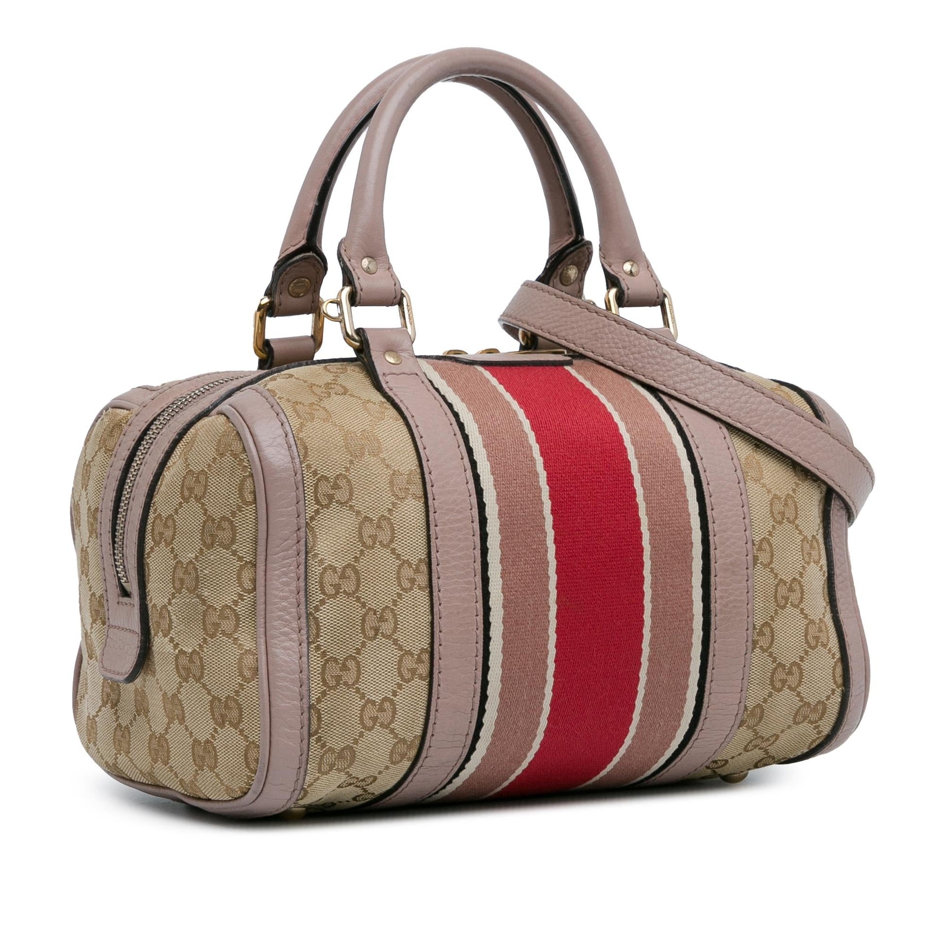 Gucci GG Joy Web Canvas Calf Brown Small Satchel Bag