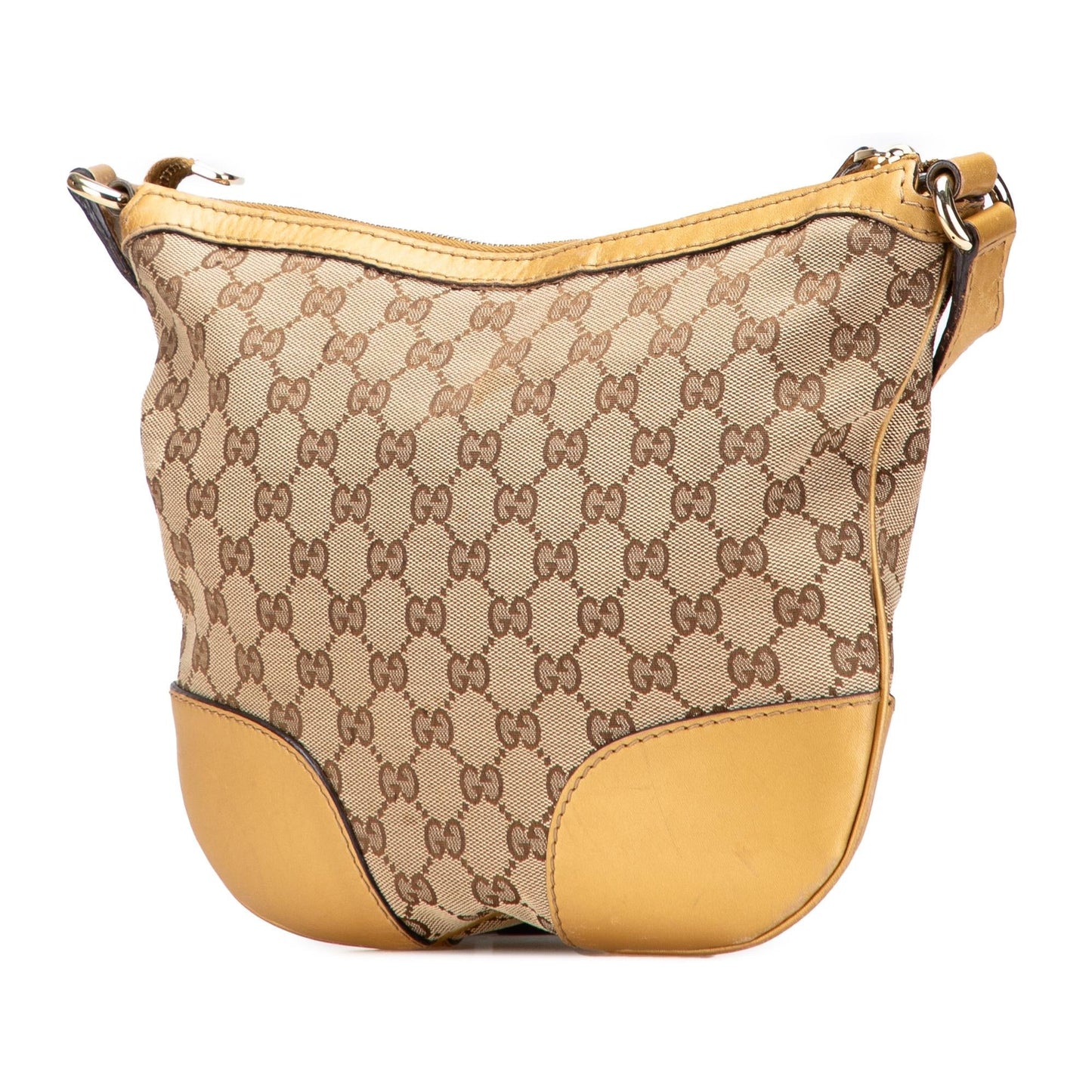 Gucci GG Lovely Heart Canvas Calf Brown Gold Crossbody Bag