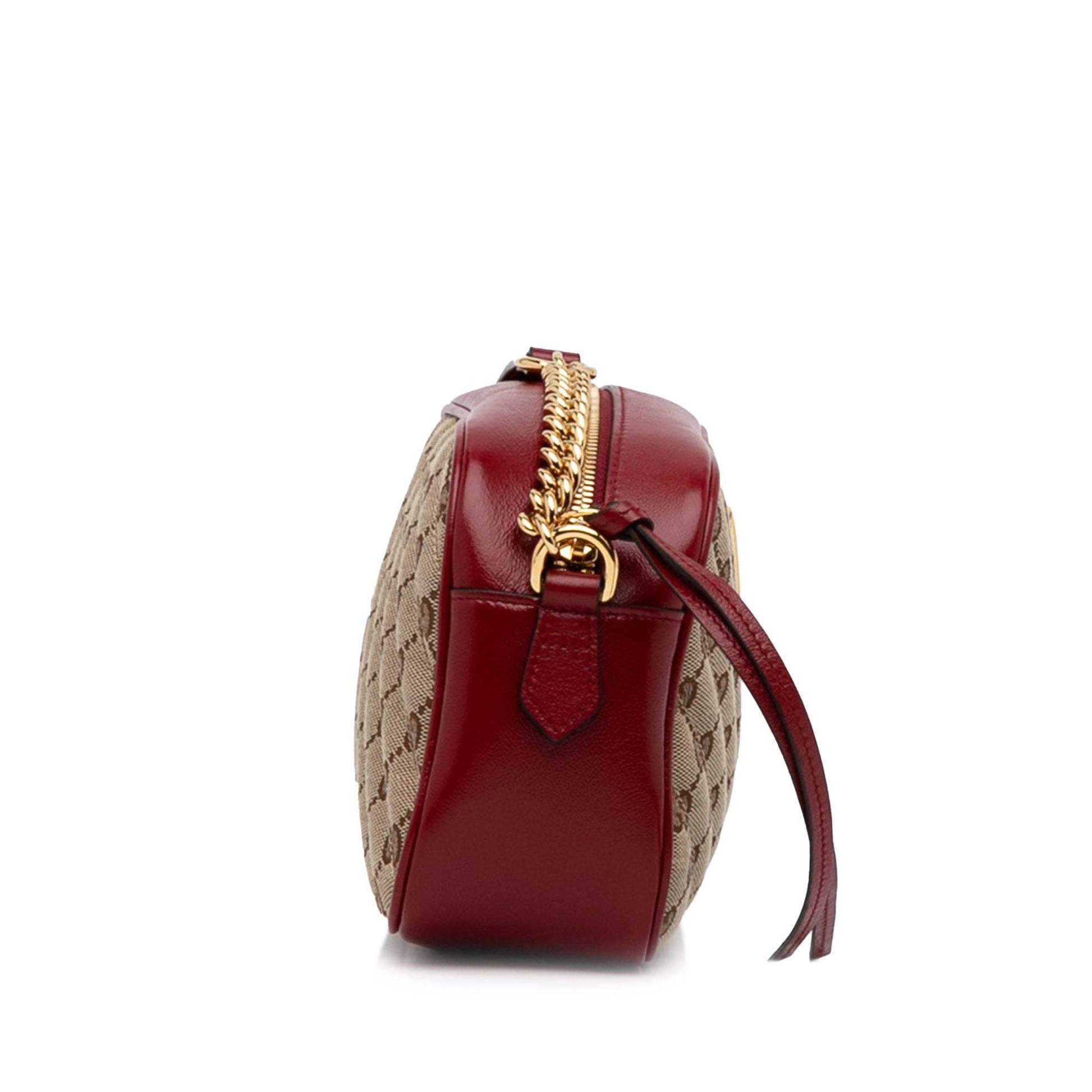 Gucci GG Marmont SHG-Sga3D4 Canvas Calf Brown Red Crossbody Bag