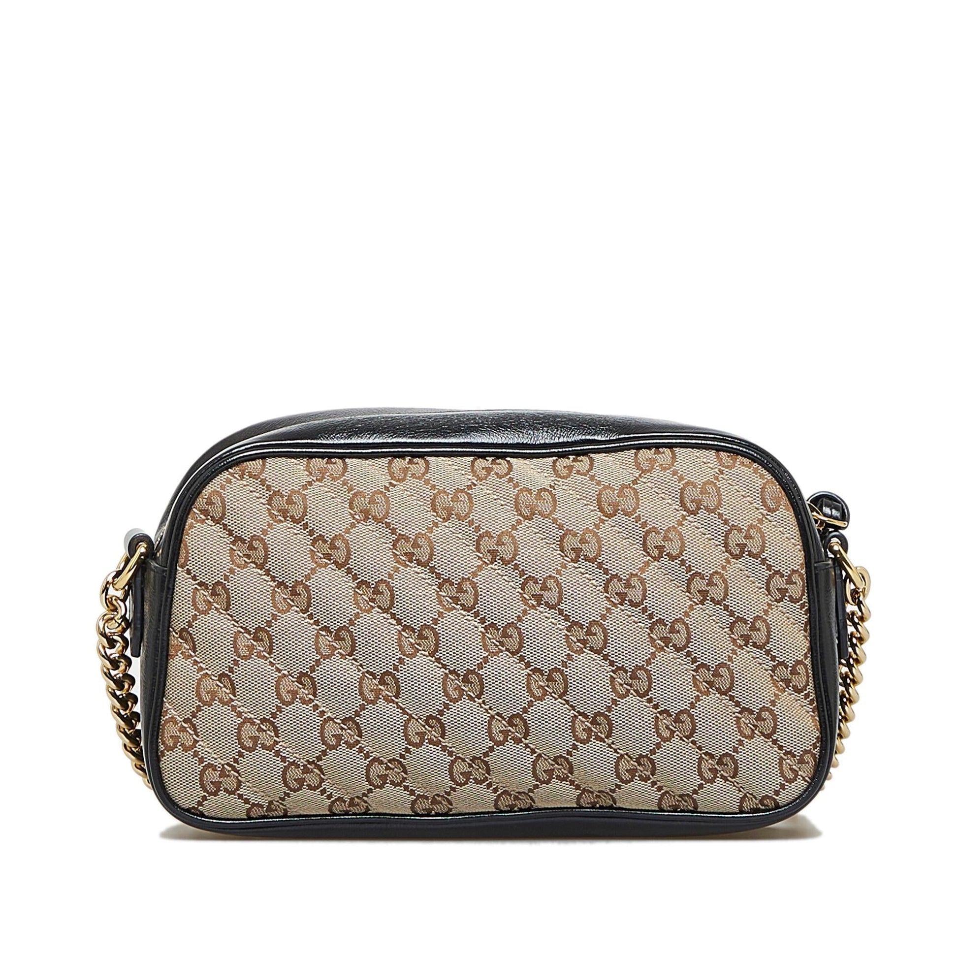 Gucci GG Marmont SHG-dW81JW Canvas Calf Black Brown Crossbody Bag