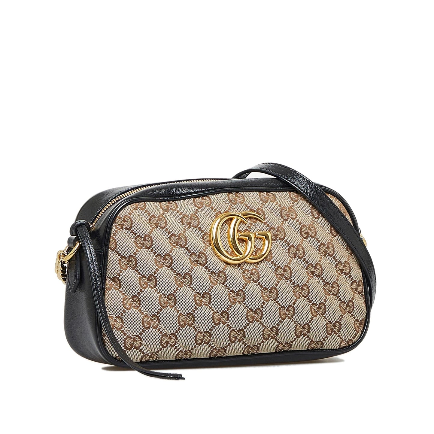 Gucci GG Marmont SHG-dW81JW Canvas Calf Black Brown Crossbody Bag