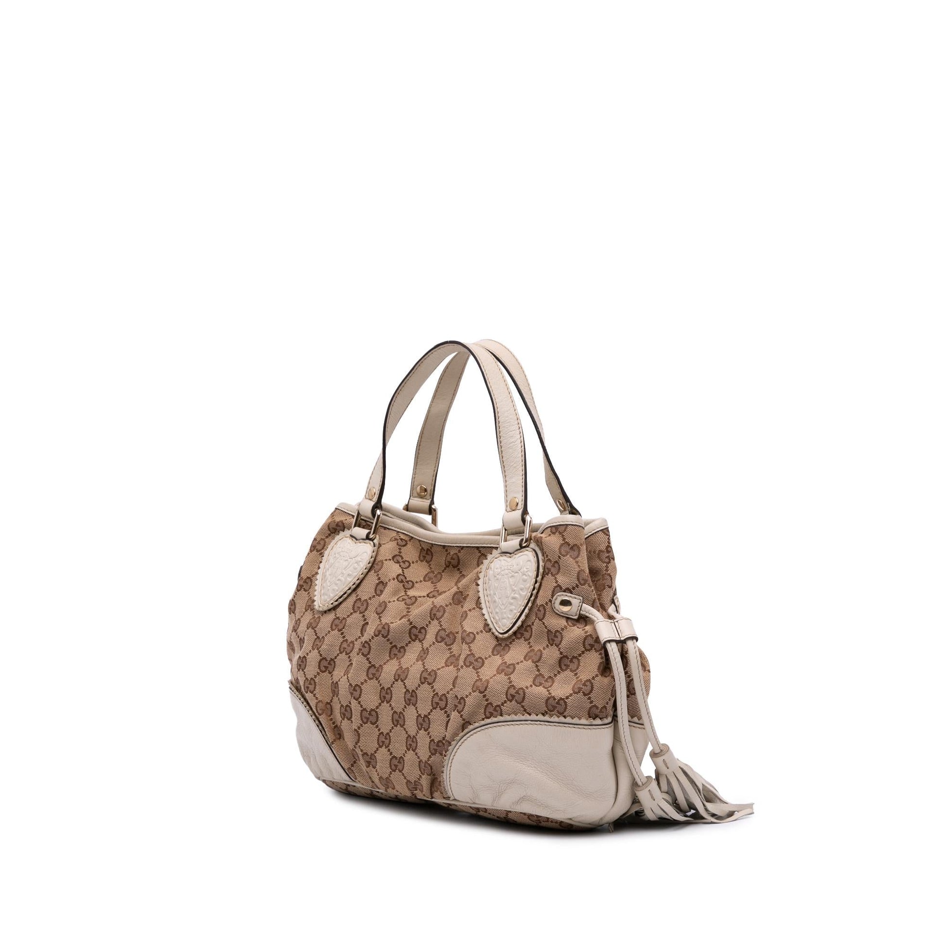 Gucci GG Tribeca Canvas Calf White Brown Tote Bag