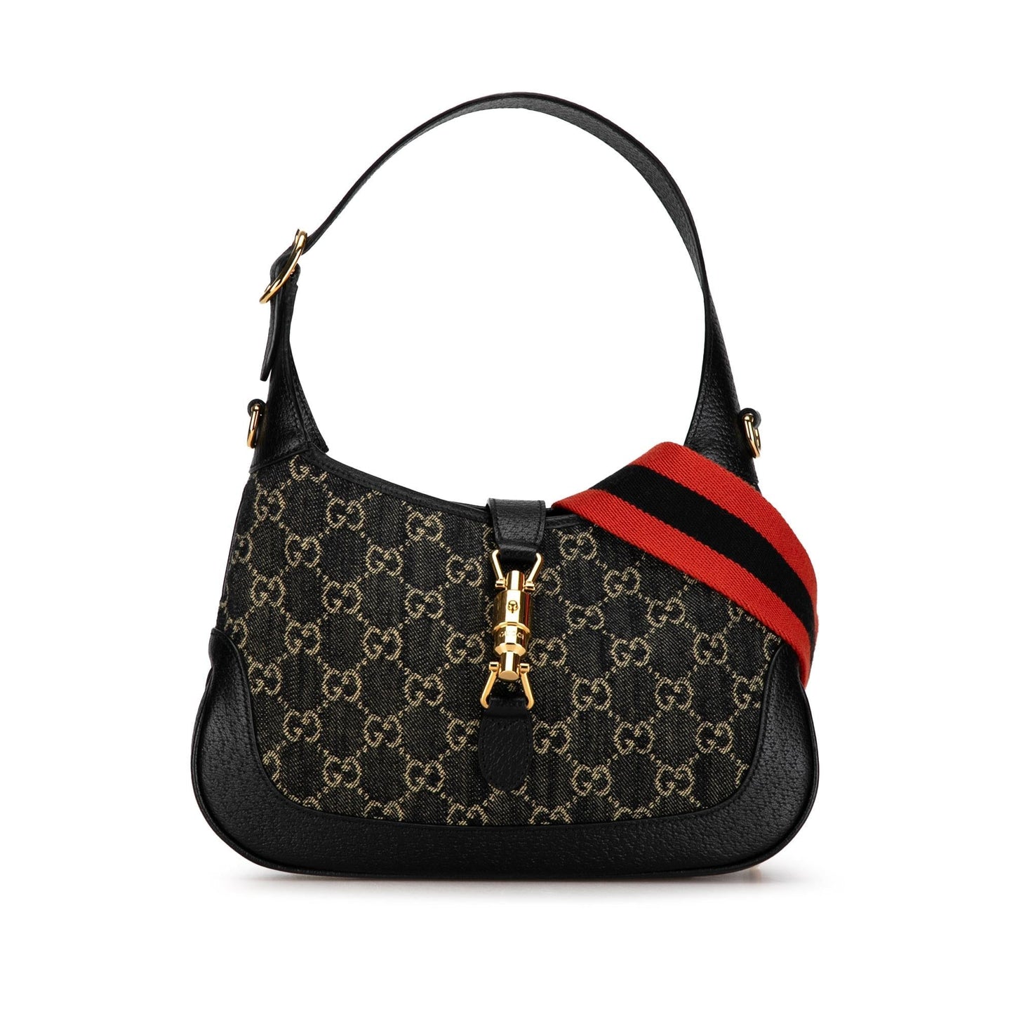 Gucci GG Jackie SHG-SEHXSo Denim Black Small Satchel Bag