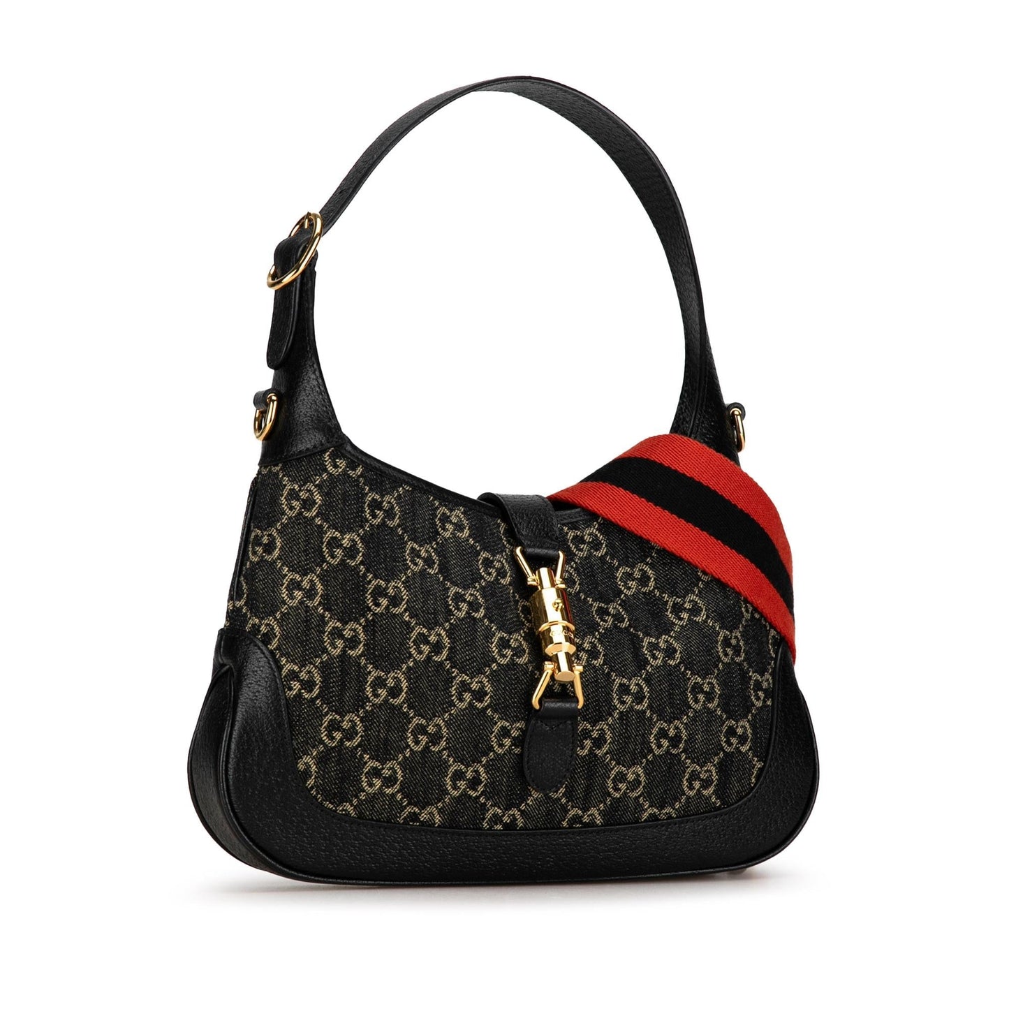 Gucci GG Jackie SHG-SEHXSo Denim Black Small Satchel Bag