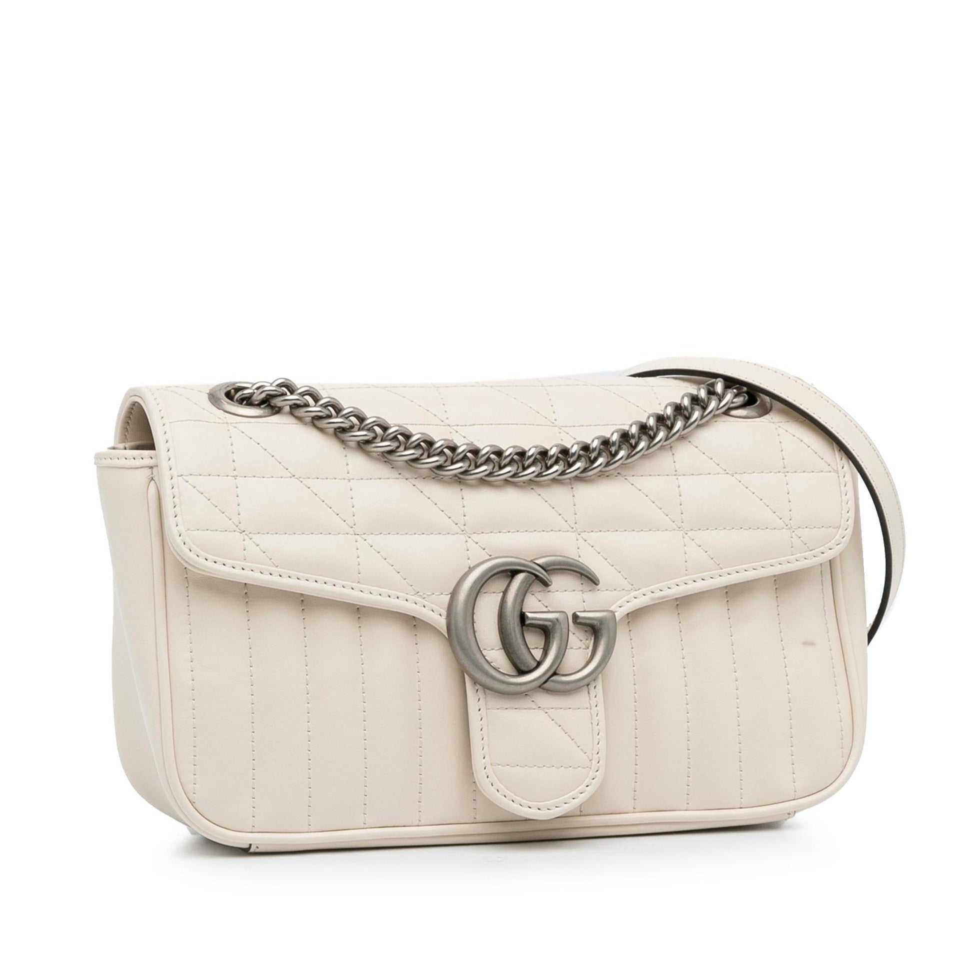 Gucci GG Marmont Aria SHG-LHf70H Matelasse Calf White Small Crossbody Bag