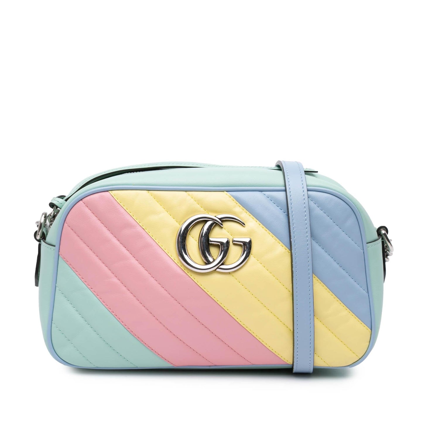 Gucci GG Marmont Diagonal Matelasse Leather Calf Blue Crossbody Bag Crossbody 1