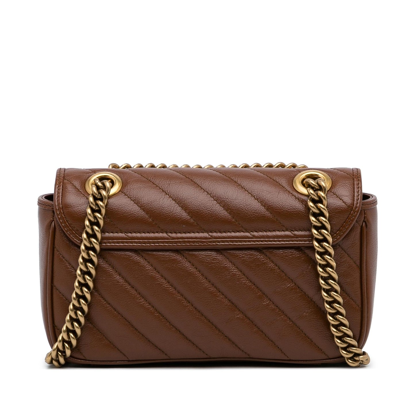 Gucci GG Marmont Diagonal SHG-pZxZ1I Calf Brown Small Shoulder Bag