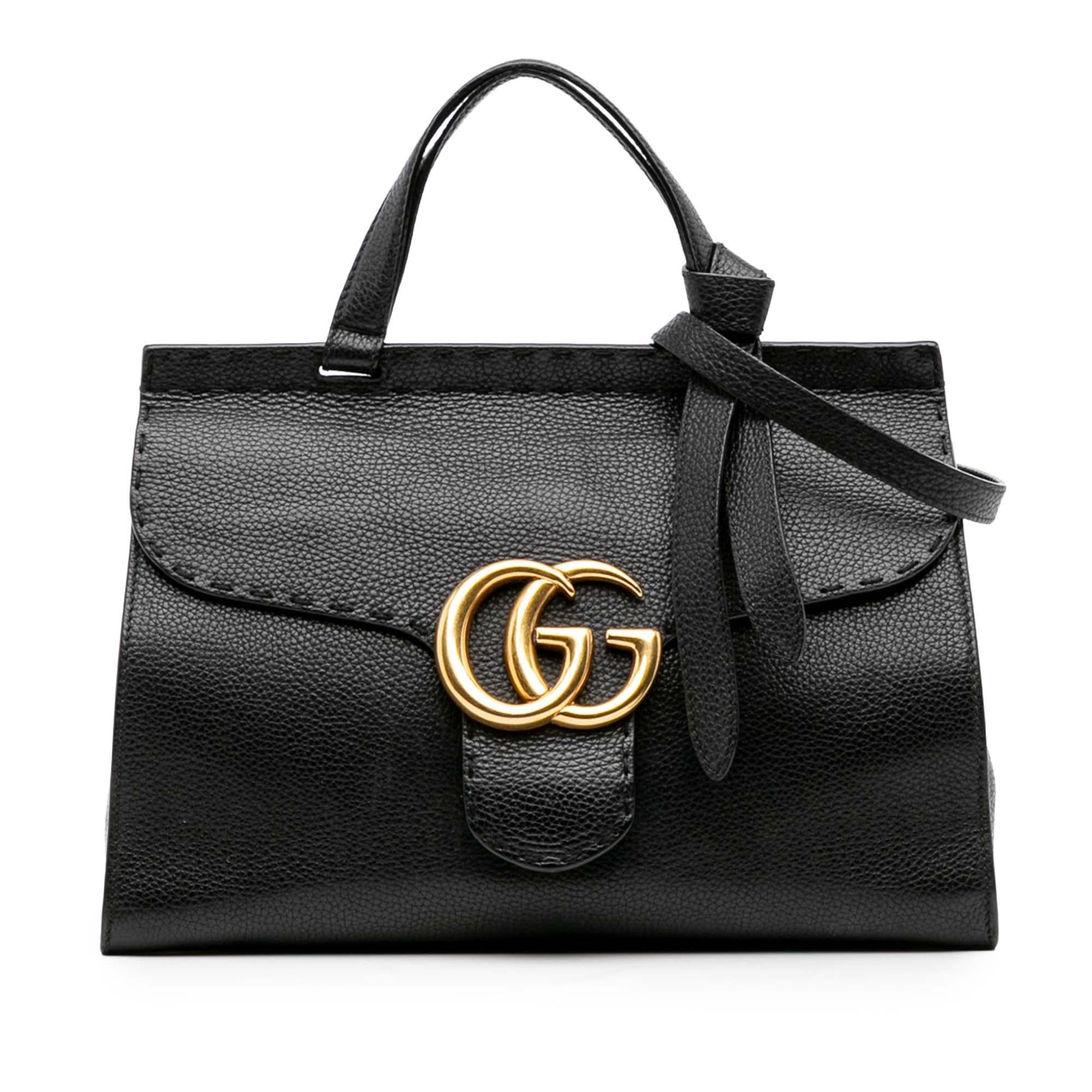 Gucci GG Marmont Grained Calfskin Small Top Handle Travel Bag