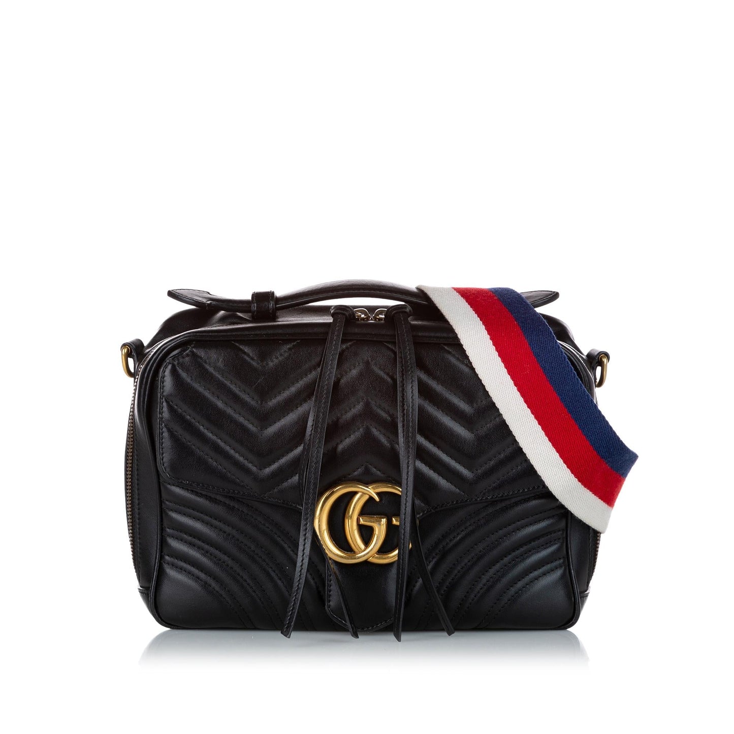 Gucci GG Marmont SHG Leather Calf Black Small Satchel Bag