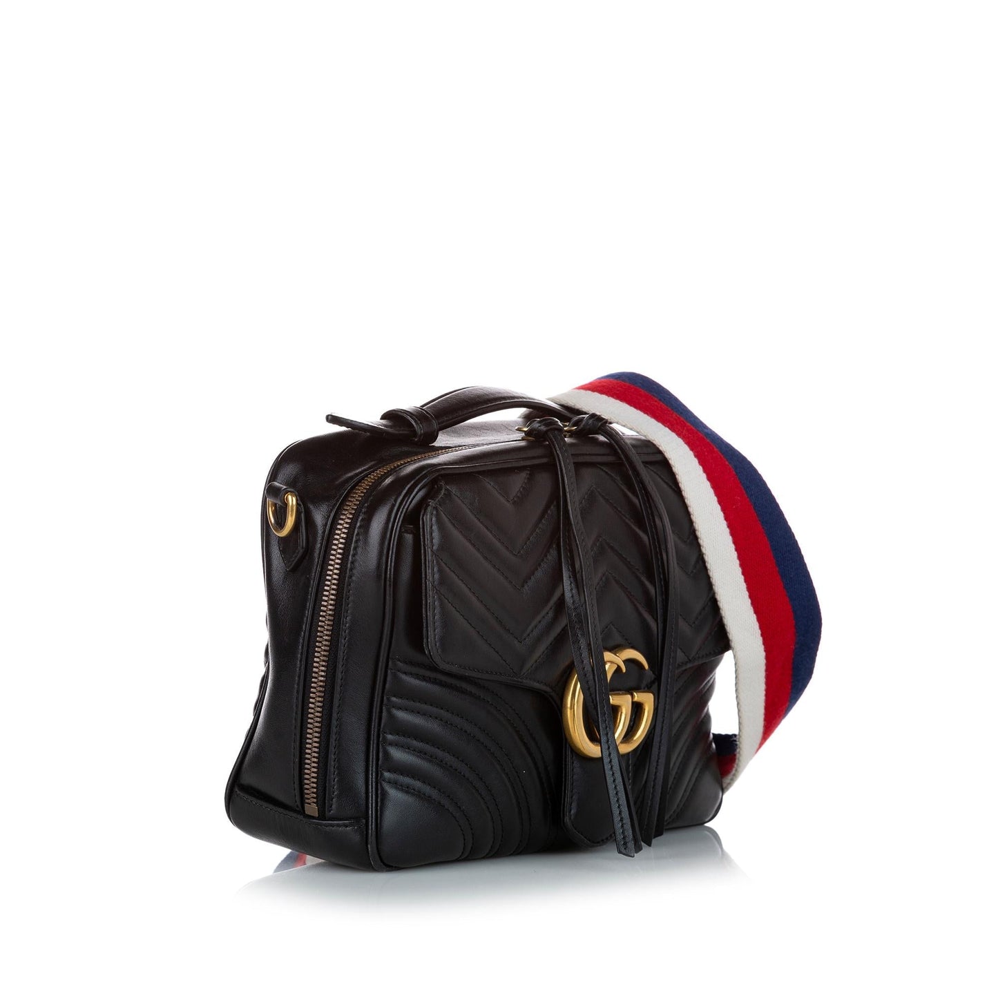 Gucci GG Marmont SHG Leather Calf Black Small Satchel Bag