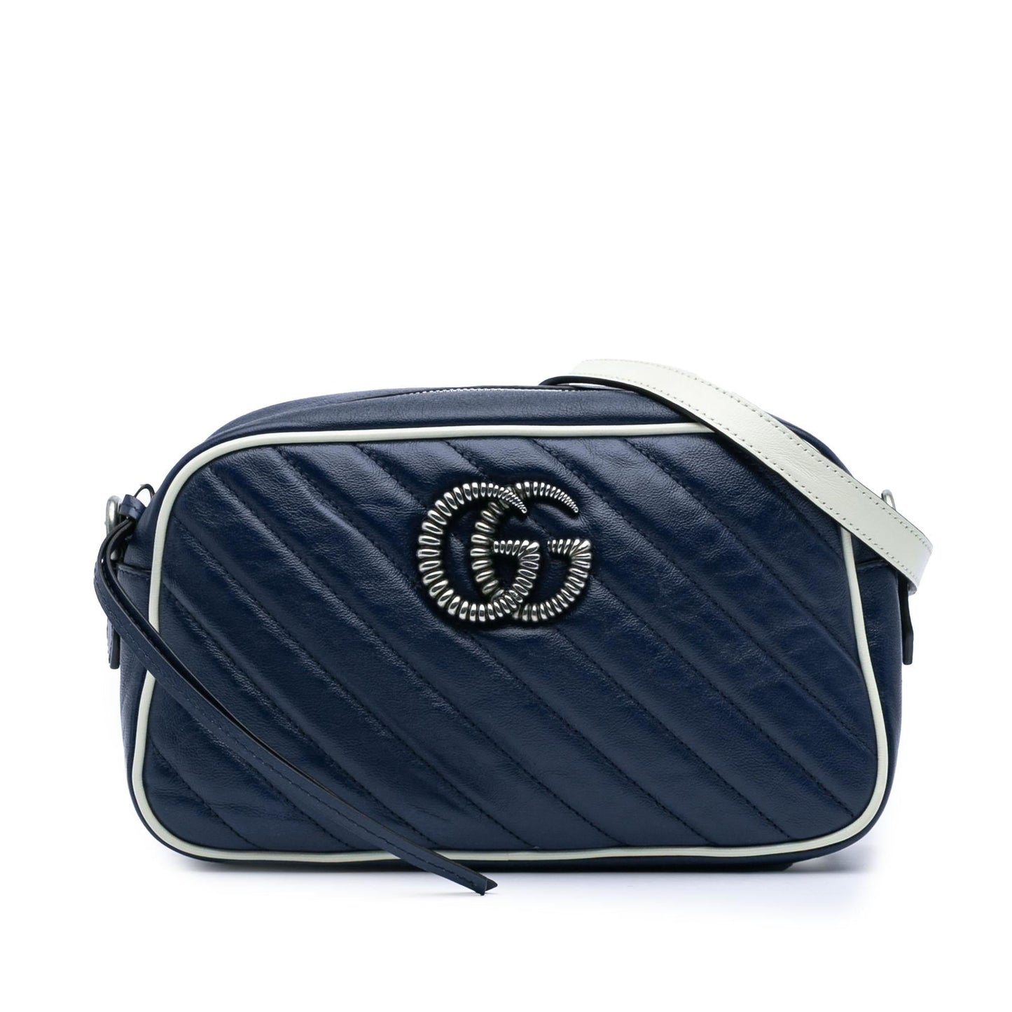 Gucci GG Marmont Torchon Leather Calf Blue Small Crossbody Bag Crossbody 2