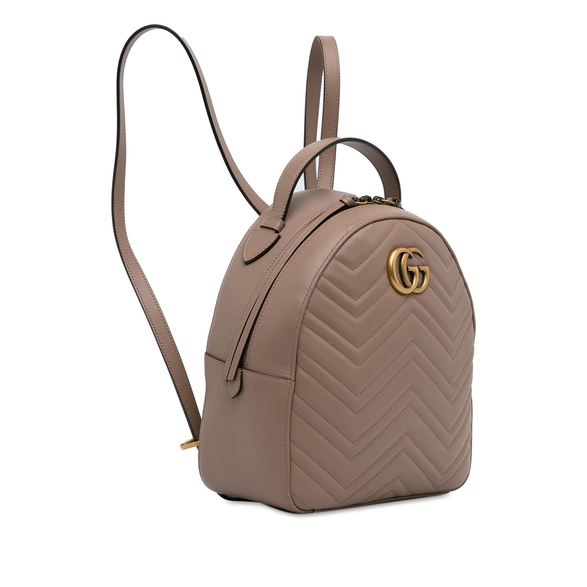Gucci GG Marmont Backpack SHG-6nZ2to Matelasse Calf Brown Small