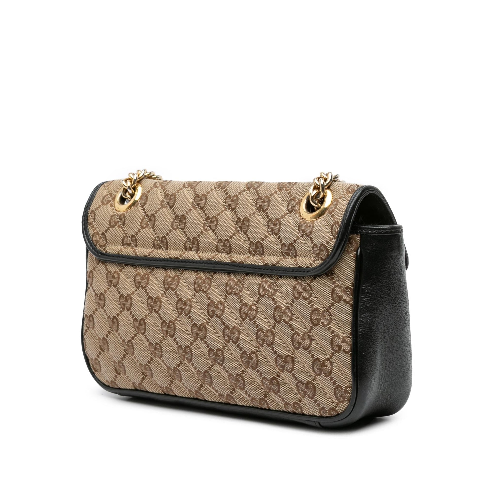 Gucci GG Marmont Flap Matelasse Canvas Brown Small Crossbody Bag