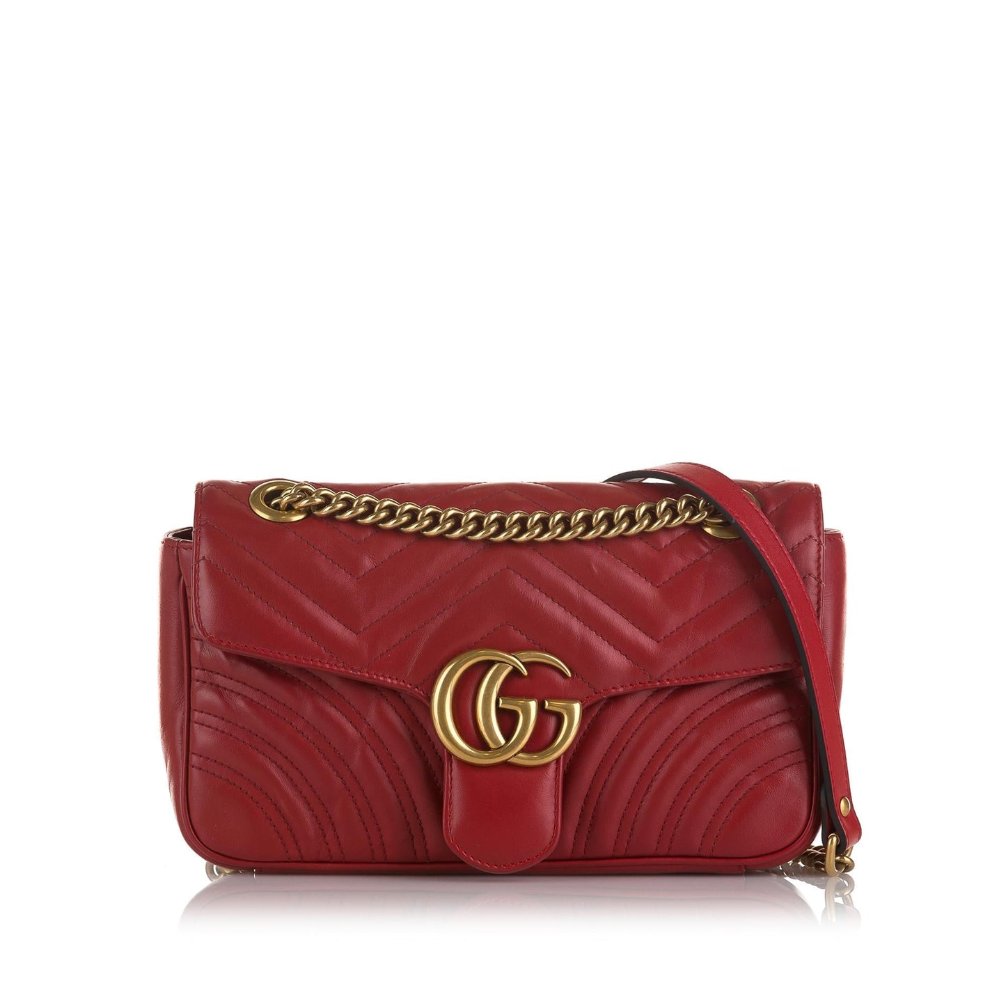 Gucci GG Marmont SHG-rxx8U8 Matelasse Calf Red Small Crossbody Bag