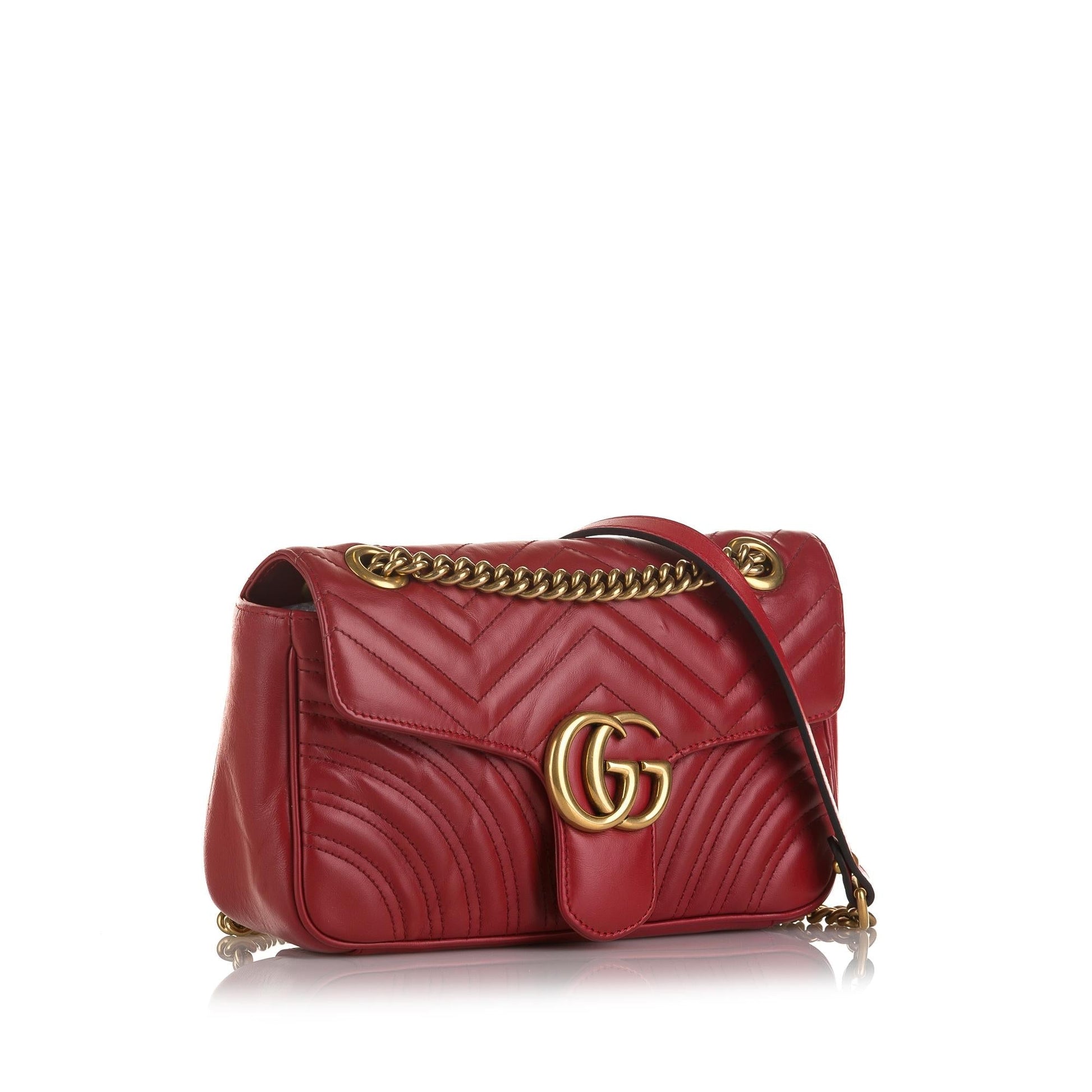 Gucci GG Marmont SHG-rxx8U8 Matelasse Calf Red Small Crossbody Bag