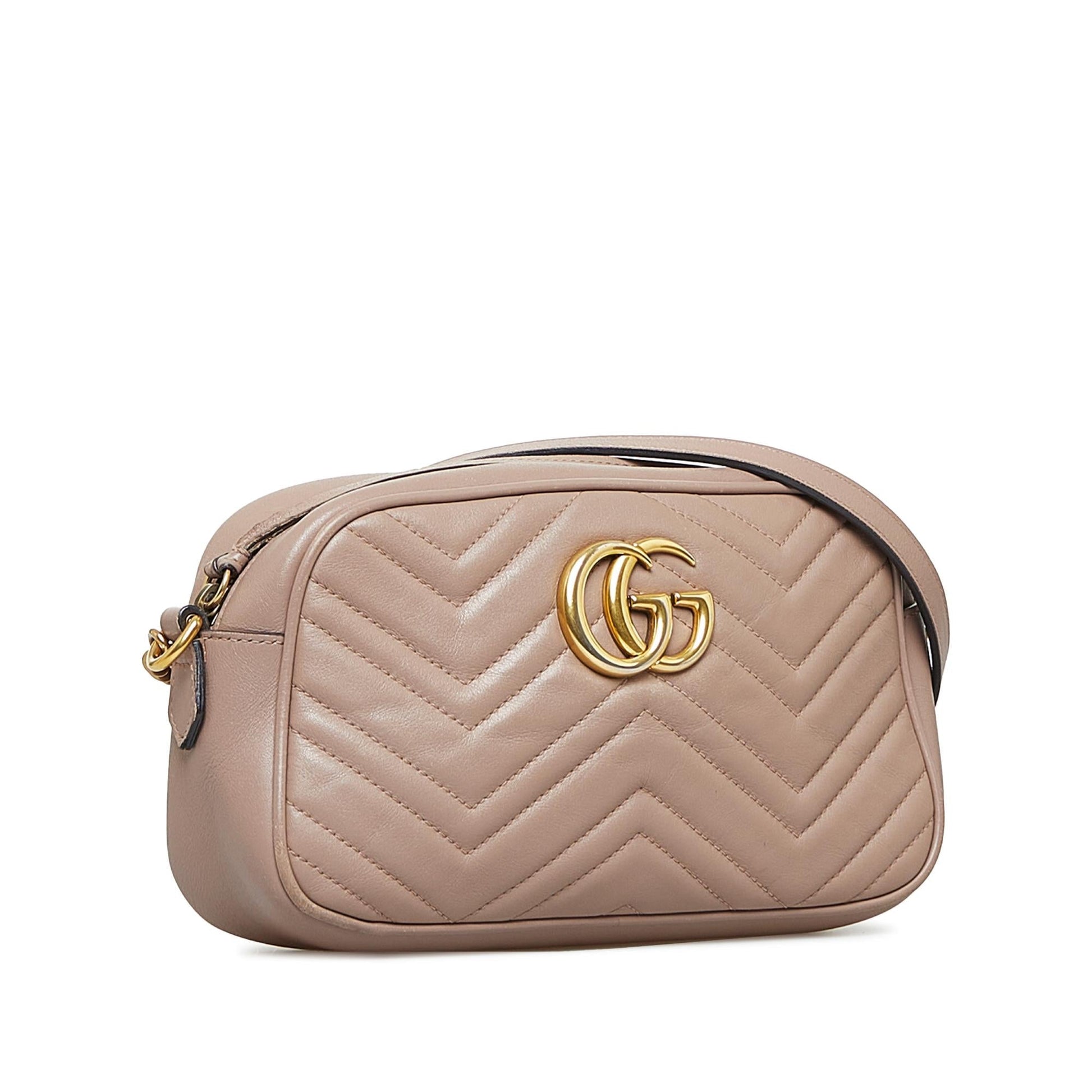 Gucci GG Marmont SHG-hny90r Matelasse Calf Brown Small Crossbody Bag