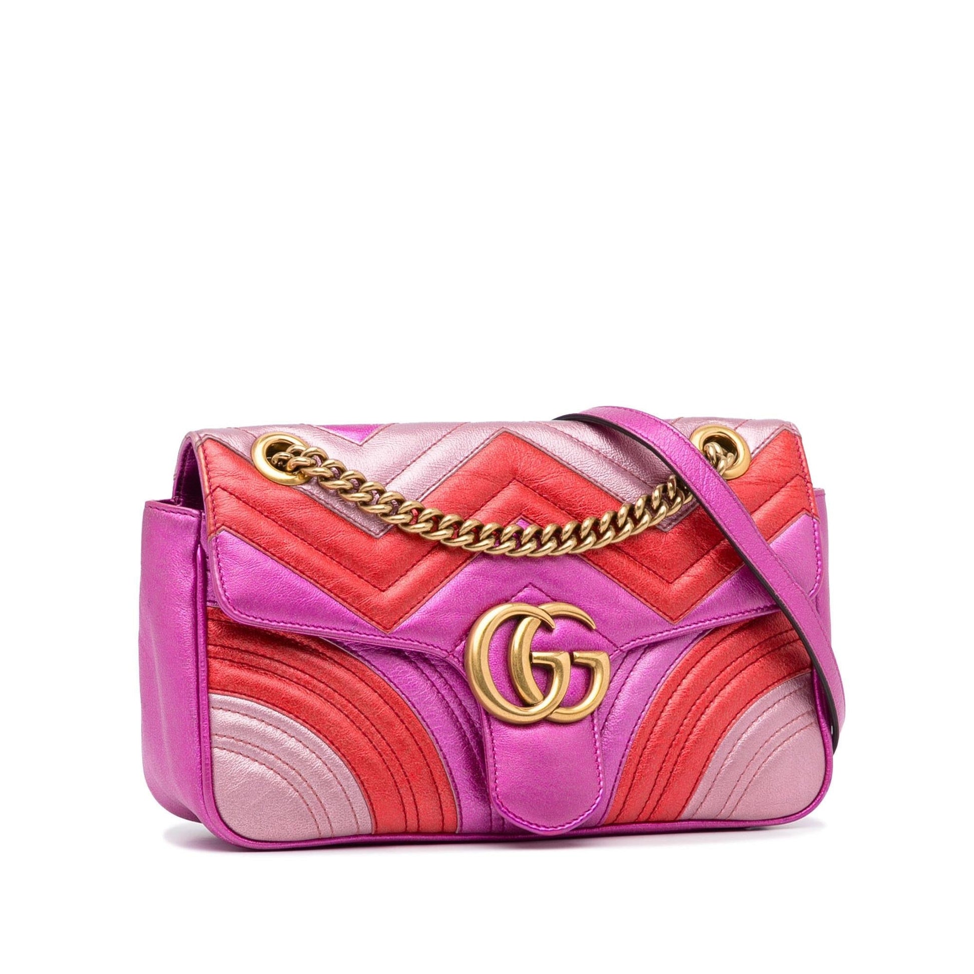 Gucci GG Marmont SHG-W03o10 Matelasse Calf Pink Small Crossbody Bag