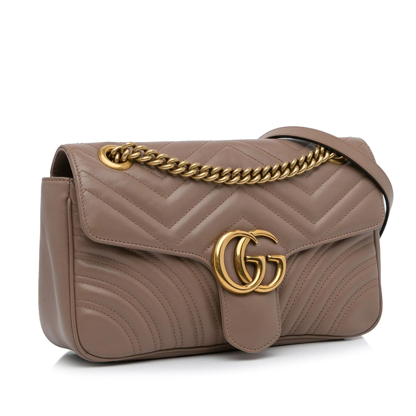 Gucci GG Marmont SHG-t4eeYH Matelasse Calf Brown Small Crossbody Bag