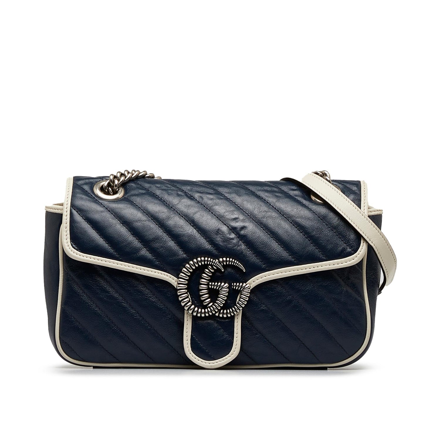 Gucci GG Marmont SHG-gXACgT Matelasse Calf Blue Small Crossbody Bag