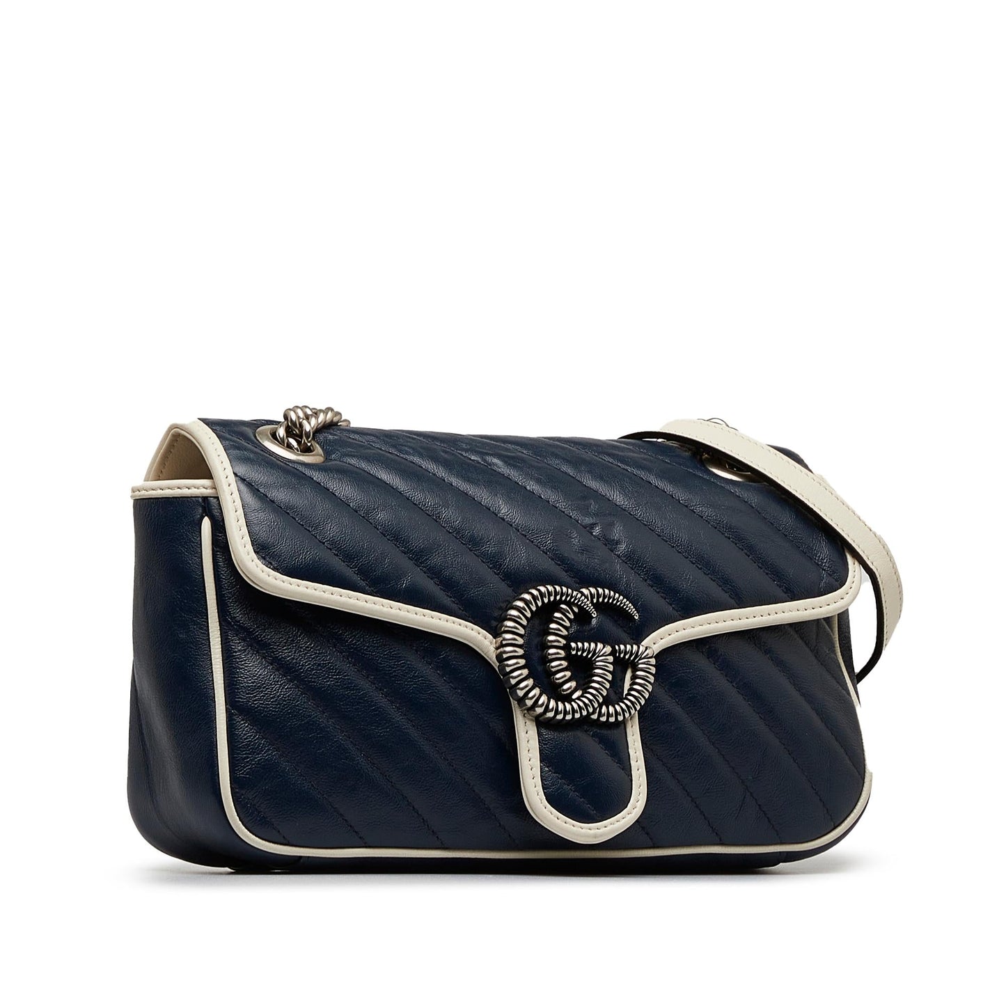 Gucci GG Marmont SHG-gXACgT Matelasse Calf Blue Small Crossbody Bag