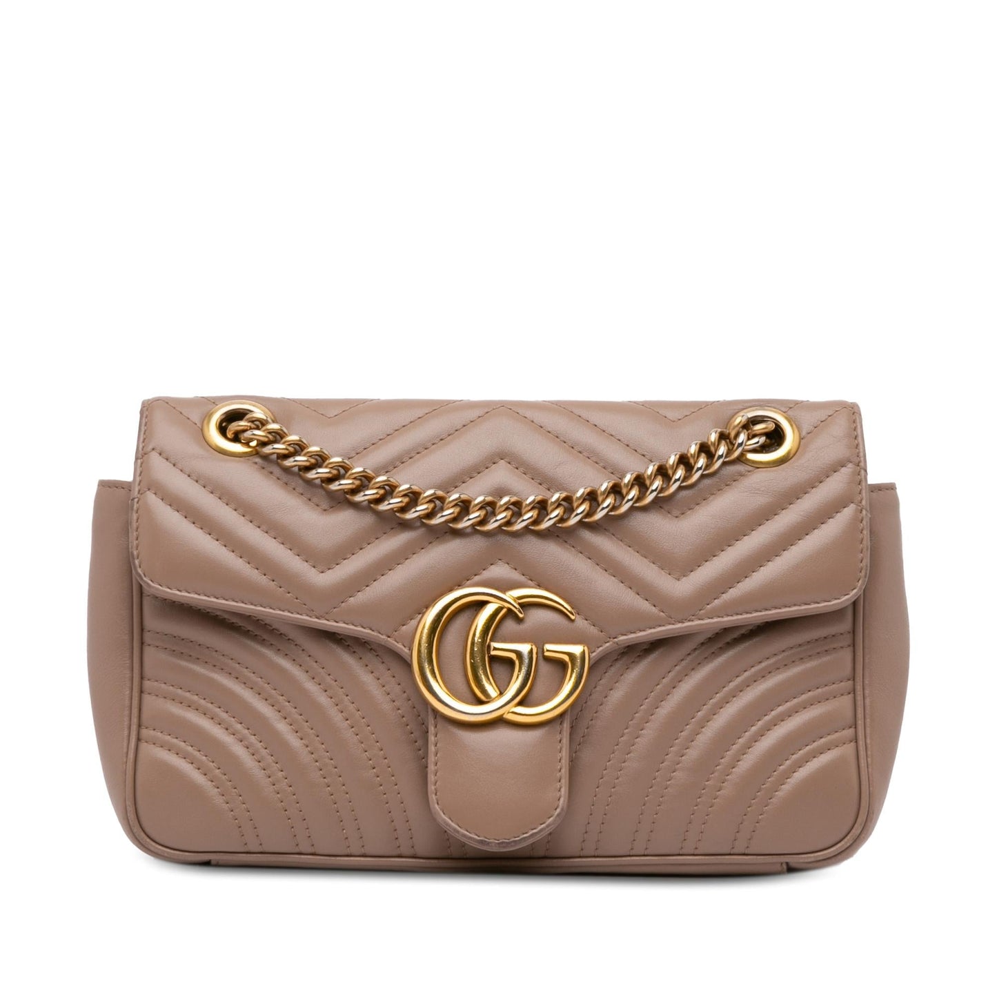 Gucci GG Marmont SHG-WEebbv Matelasse Calf Brown Small Crossbody Bag