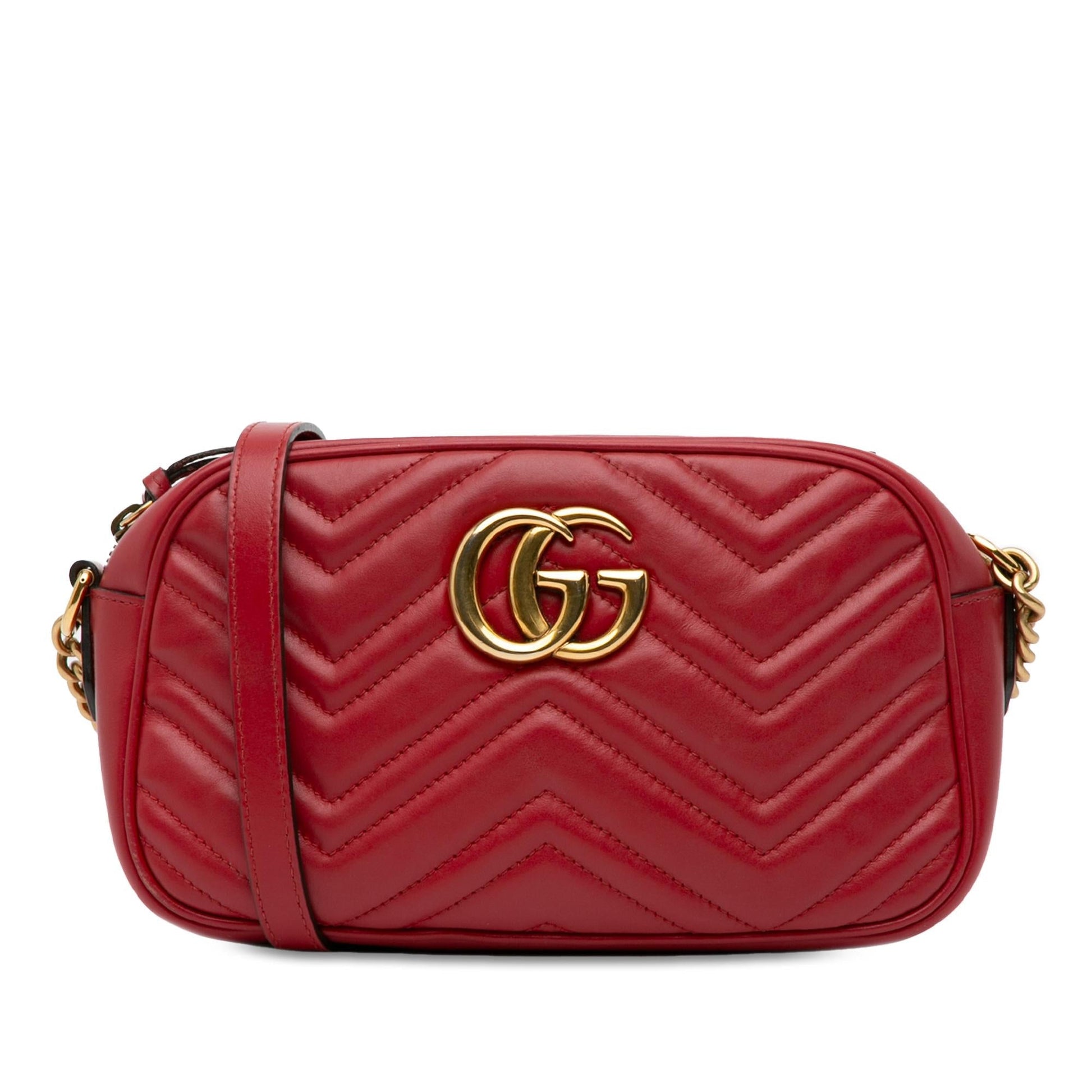 Gucci GG Marmont SHG-qdj2wc Matelasse Calf Red Small Crossbody Bag