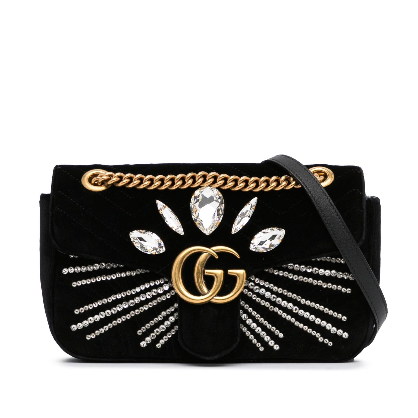 Gucci GG Marmont SHG-UKnsD6 Matelasse Black Small Crossbody Bag